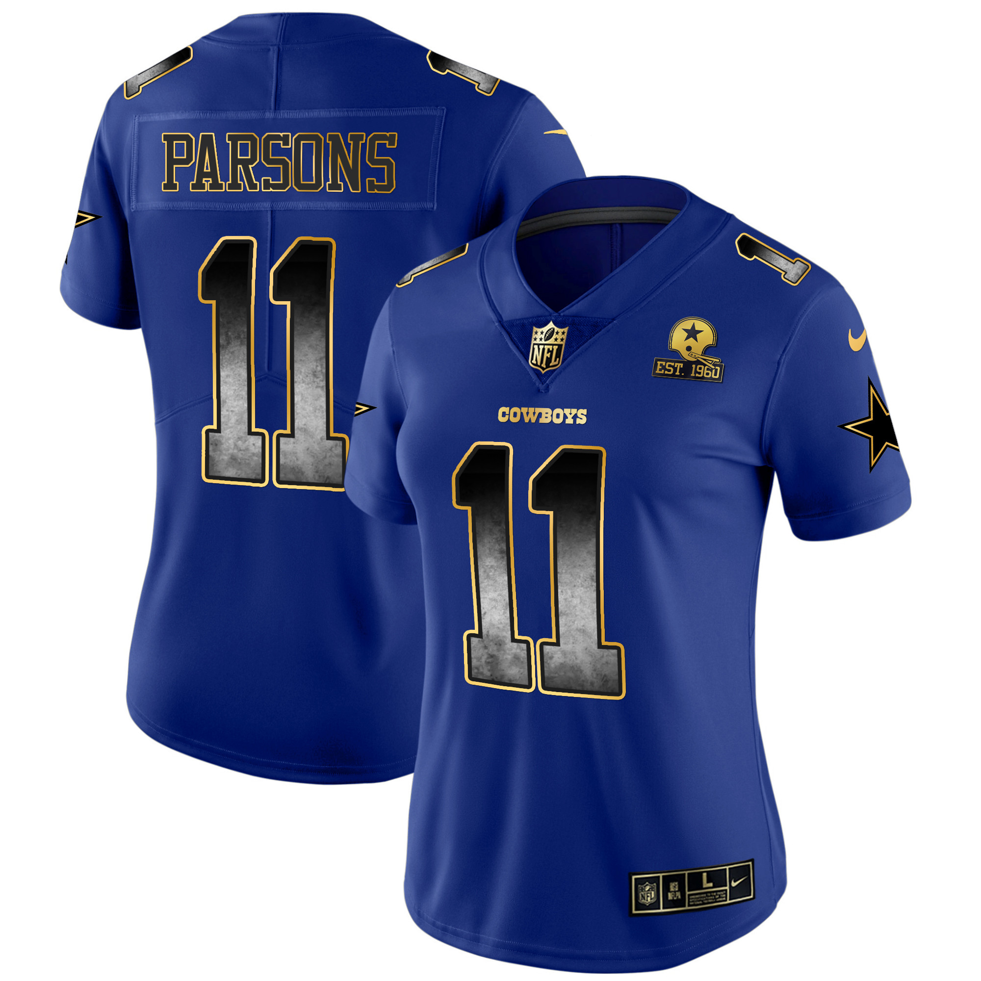 Micah Parsons Women's Dallas Cowboys Arch Smoke Vapor Royal Jersey - All Stitched 