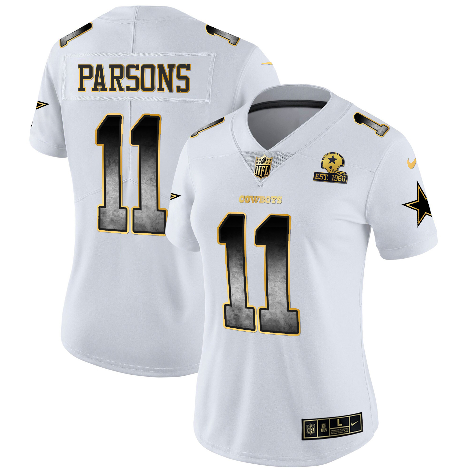 Micah Parsons Women's Dallas Cowboys Arch Smoke Vapor White Jersey - All Stitched 