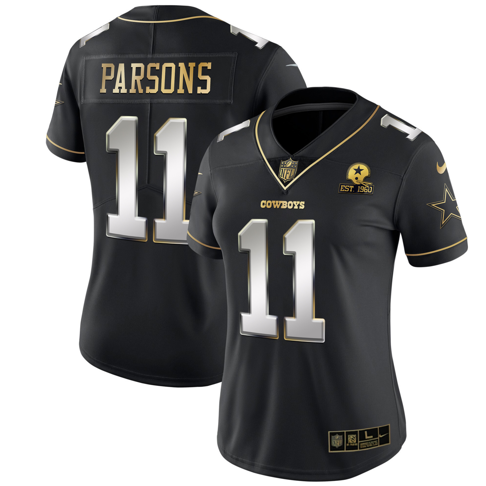 Micah Parsons Women's Dallas Cowboys Black Gold & White Gold Black Limited Jersey - All Stitched 