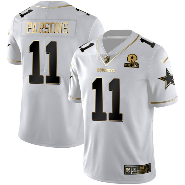 Micah Parsons Women's Dallas Cowboys Gold & Split Vapor Est 1960 Patch White Gold Jersey - All Stitched 
