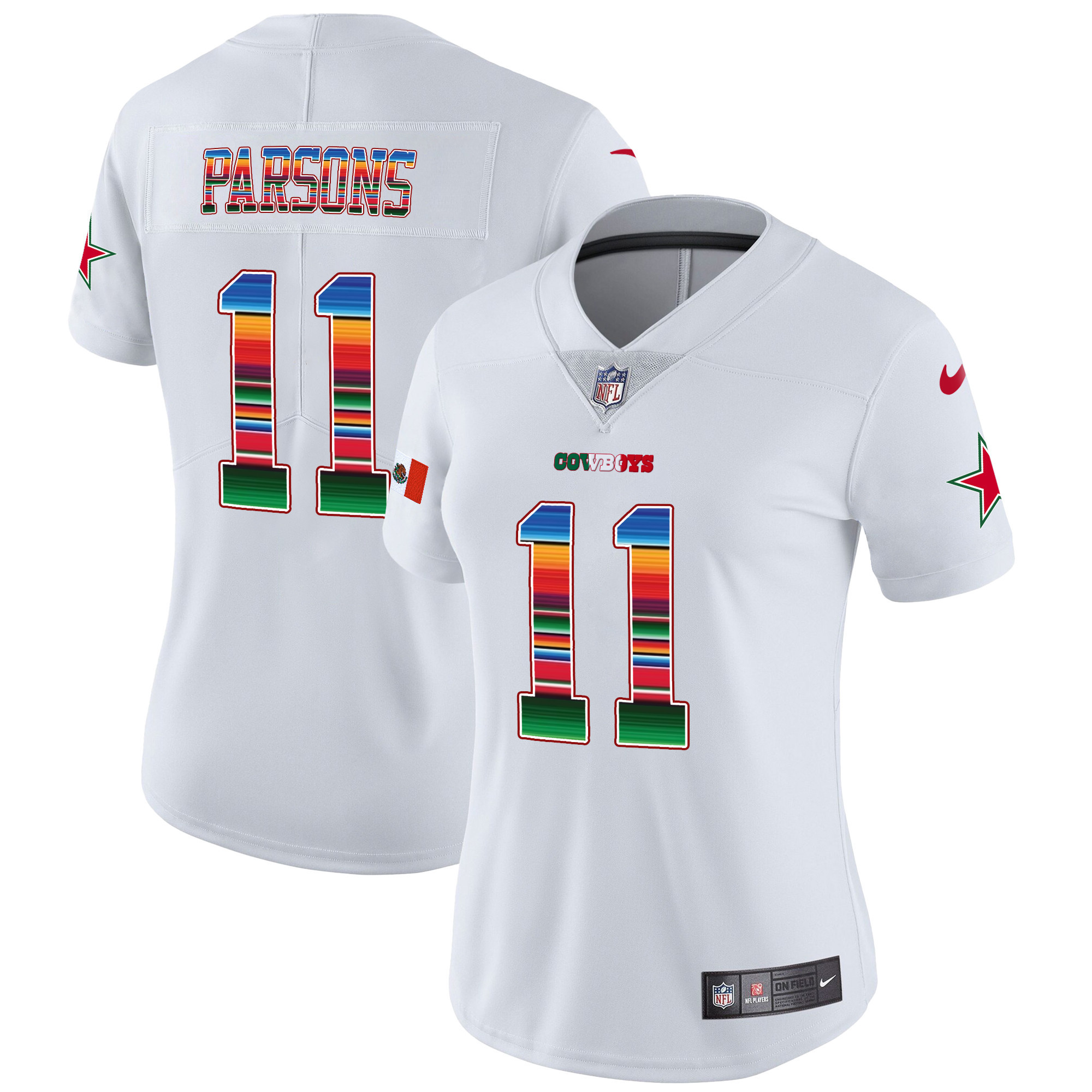 Micah Parsons Women's Dallas Cowboys Mexico Vapor Limited White Jersey - All Stitched 