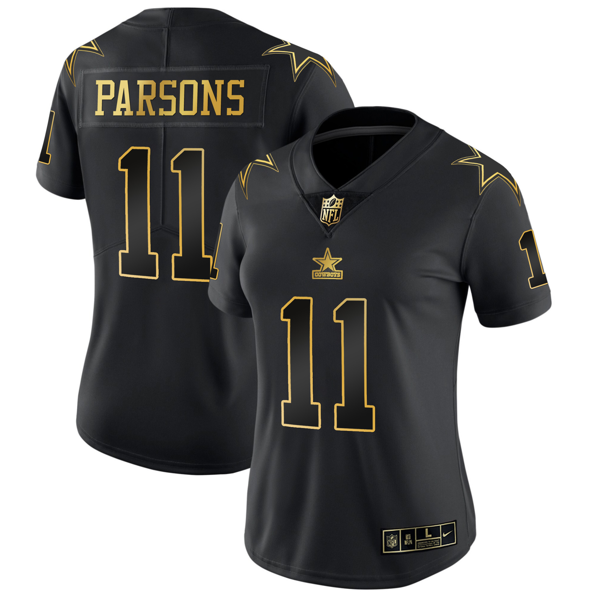 Micah Parsons Women's Dallas Cowboys Throwback Limited Vapor Black Gold Jersey - All Stitched 