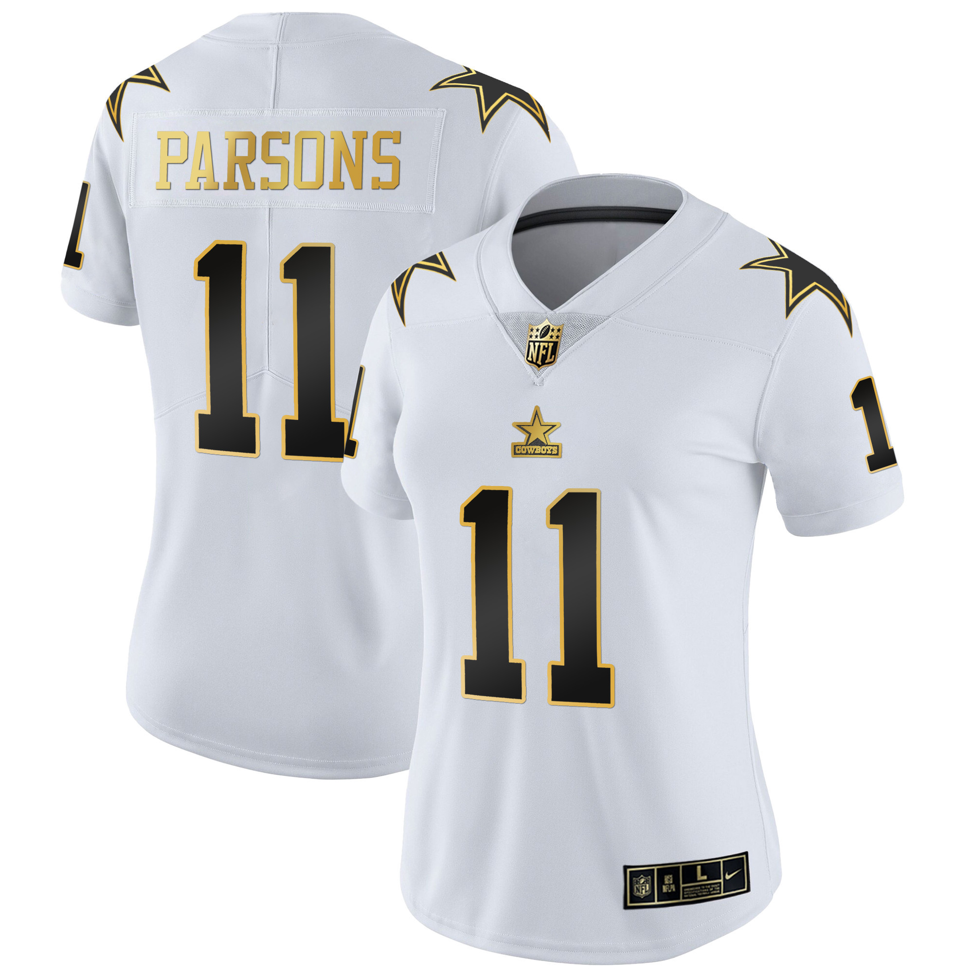 Micah Parsons Women's Dallas Cowboys Throwback Limited Vapor White Gold Jersey - All Stitched 