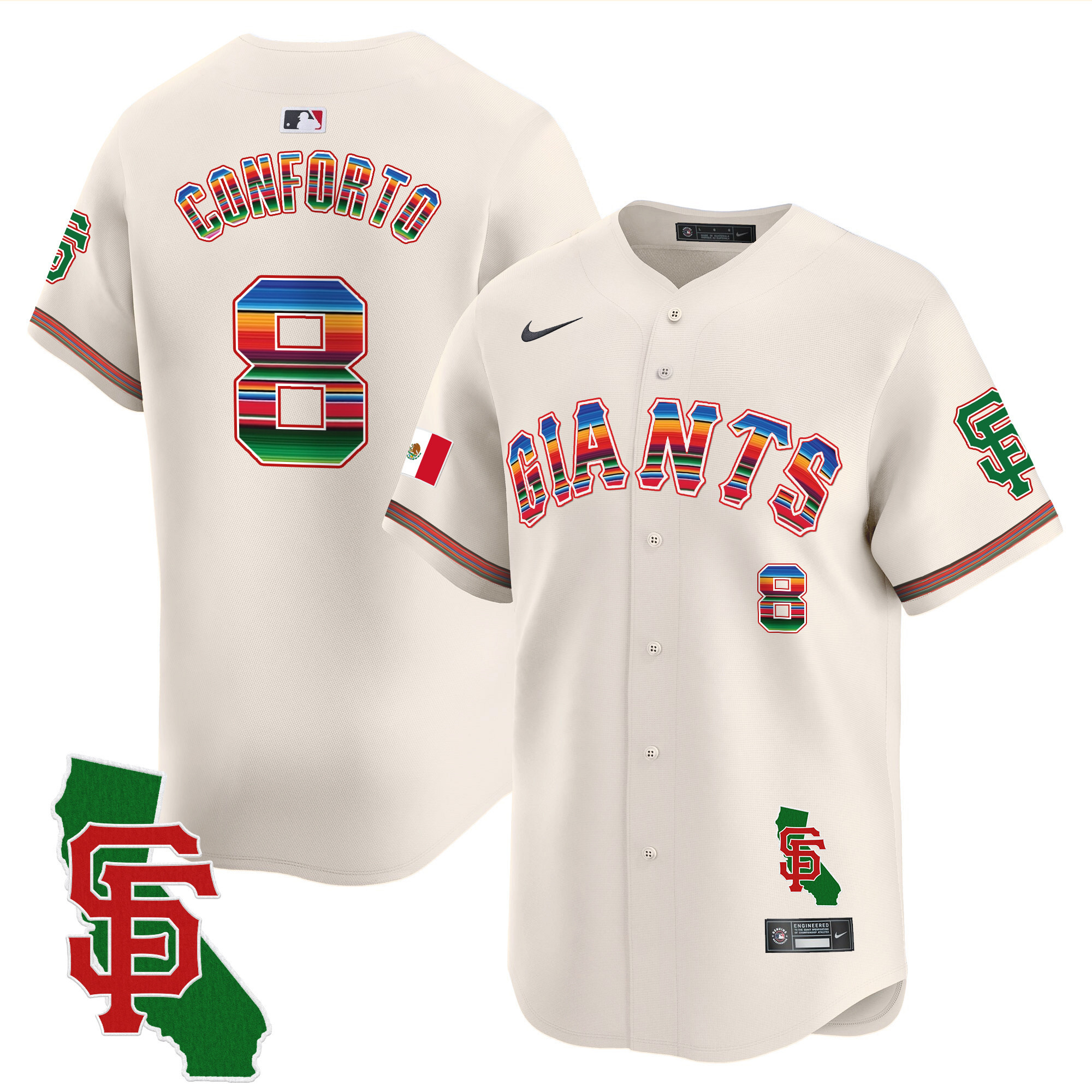 Michael Conforto Men's San Francisco Giants Mexico California Patch Vapor Premier Limited Cream Jersey - All Stitched