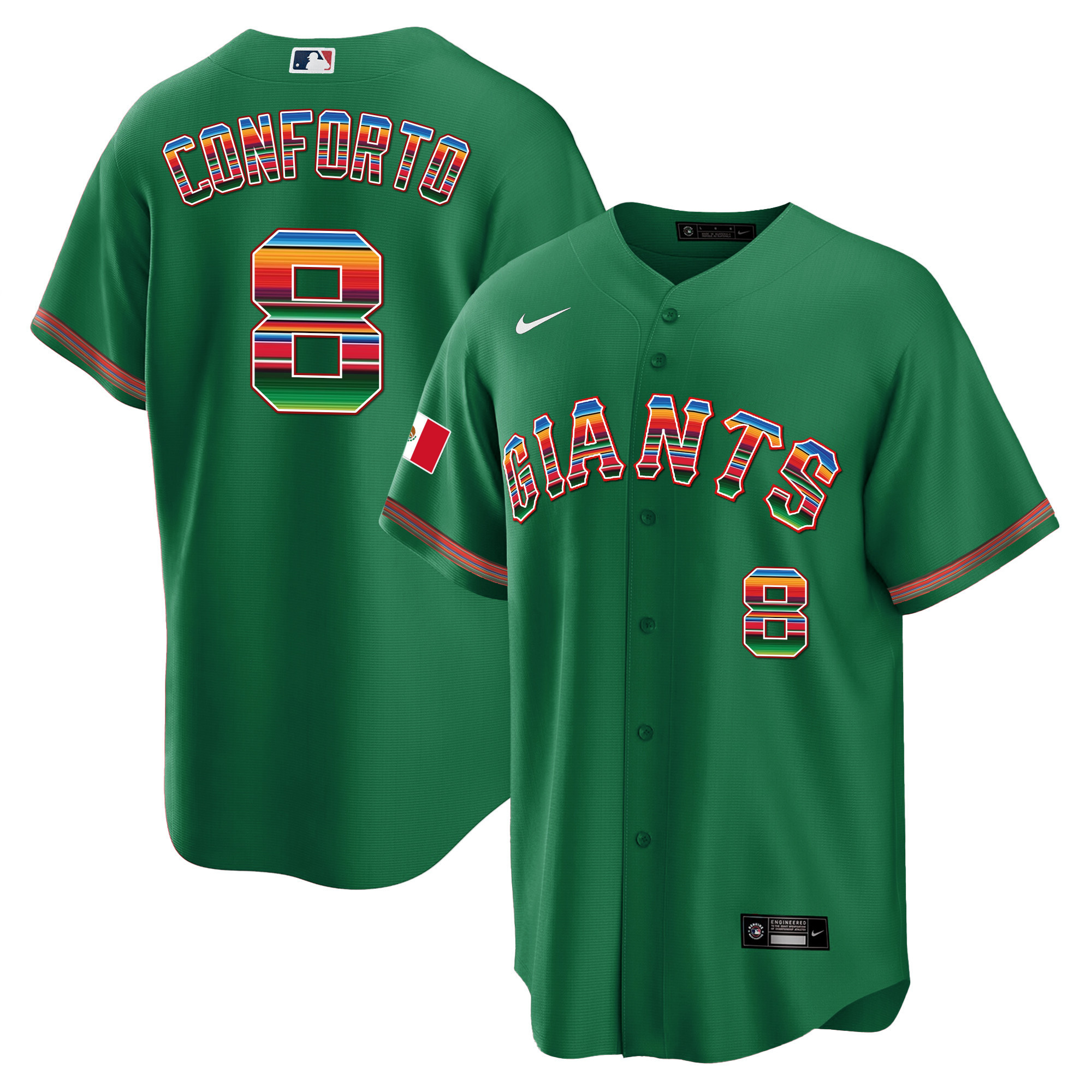 Michael Conforto Men's San Francisco Giants Mexico Cool Base Limited Green Jersey - All Stitched
