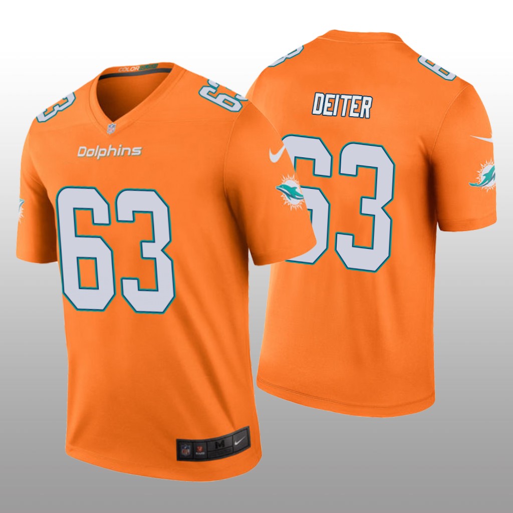 Michael Deiter Miami Dolphins Orange NFL Draft Color Rush Legend Jersey