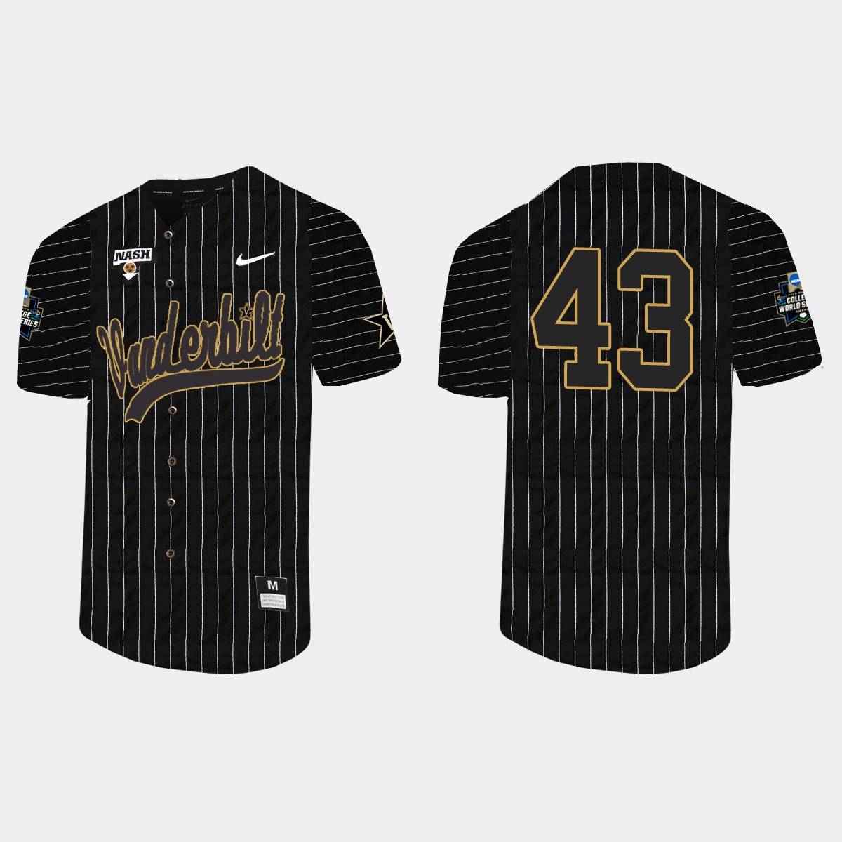 Michael Doolin Vanderbilt Commodores 2021 College World Series Pinstripe Jersey - Black
