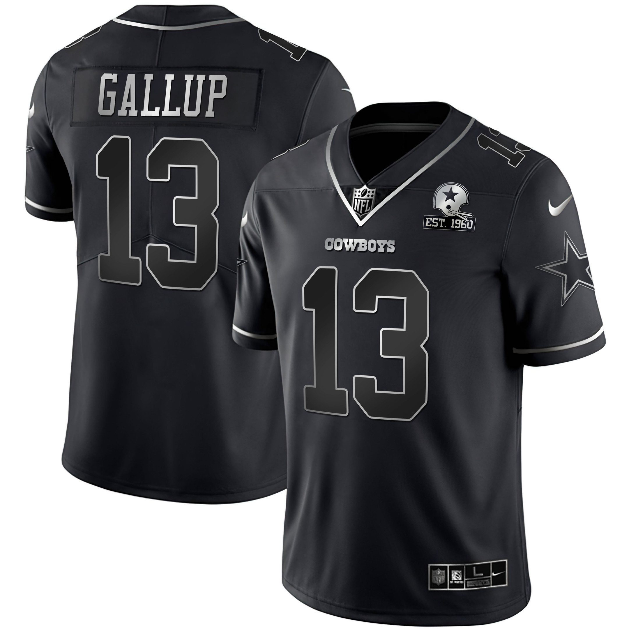 Michael Gallup Dallas Cowboys Black Silver Vapor Limited Est 1960 Patch Jersey - All Stitched 