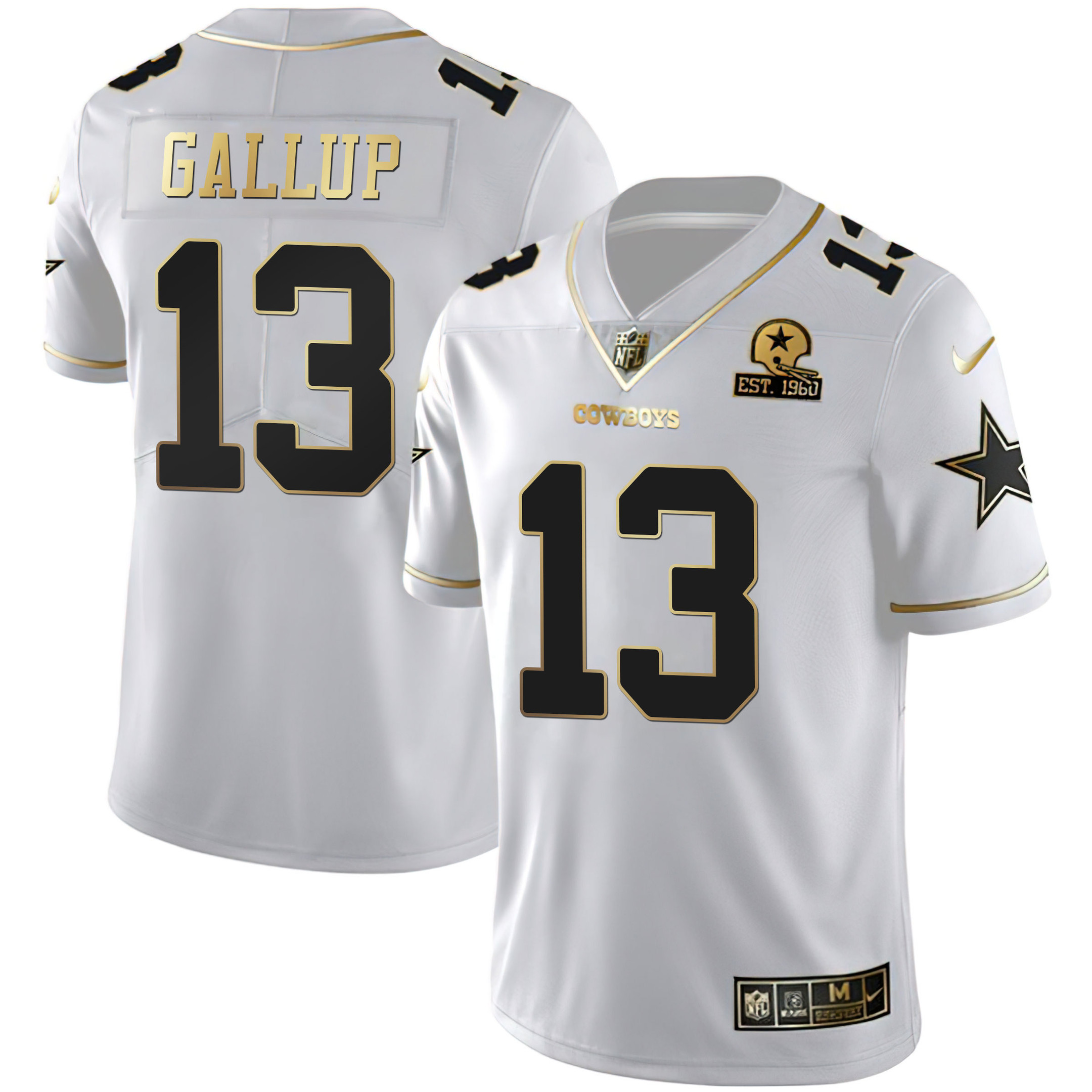 Michael Gallup Dallas Cowboys White Gold Est 1960 Patch Jersey - All Stitched 