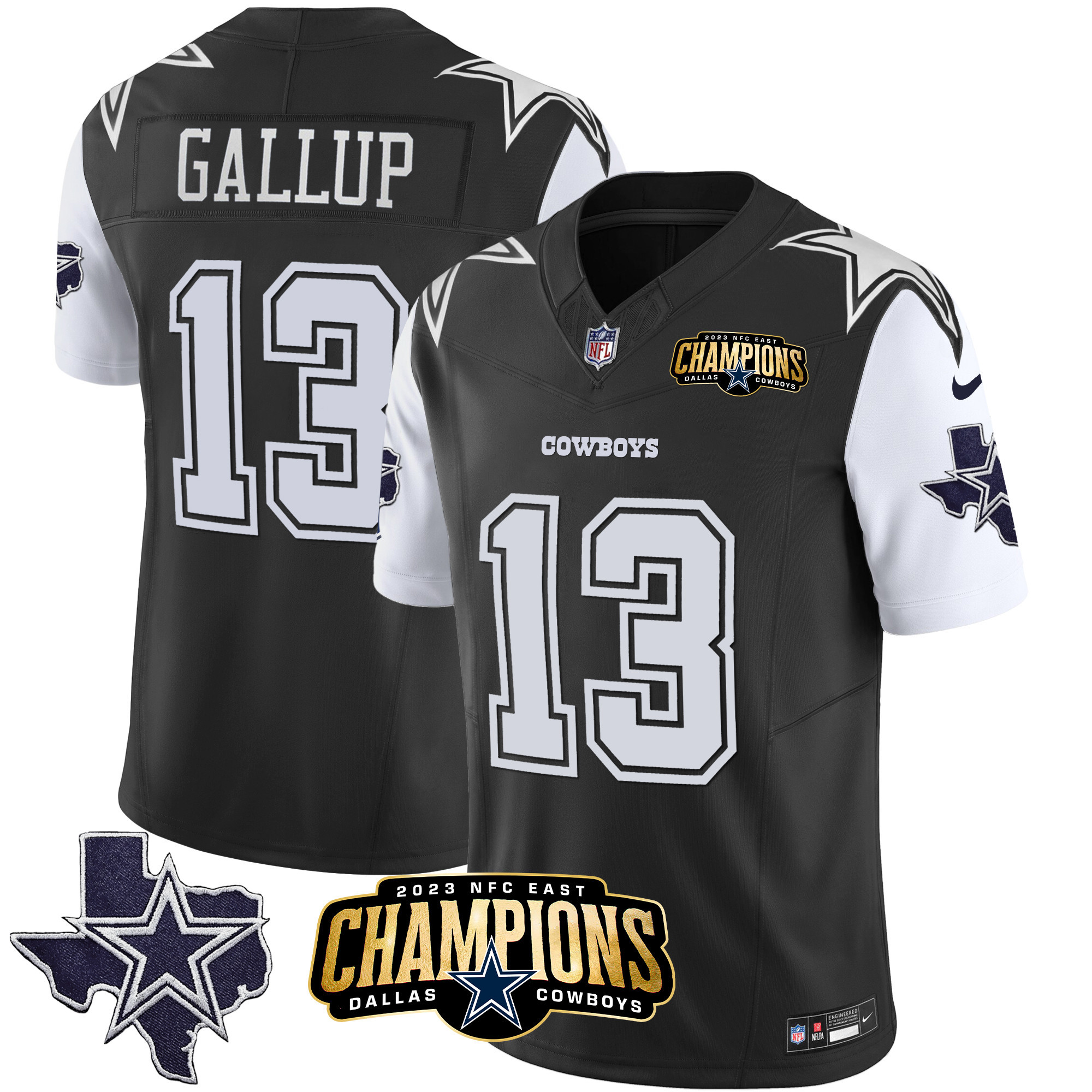 Michael Gallup Men's Dallas Cowboys 2023 NFC East Champions Patch Vapor Black Jersey - All Stitched 