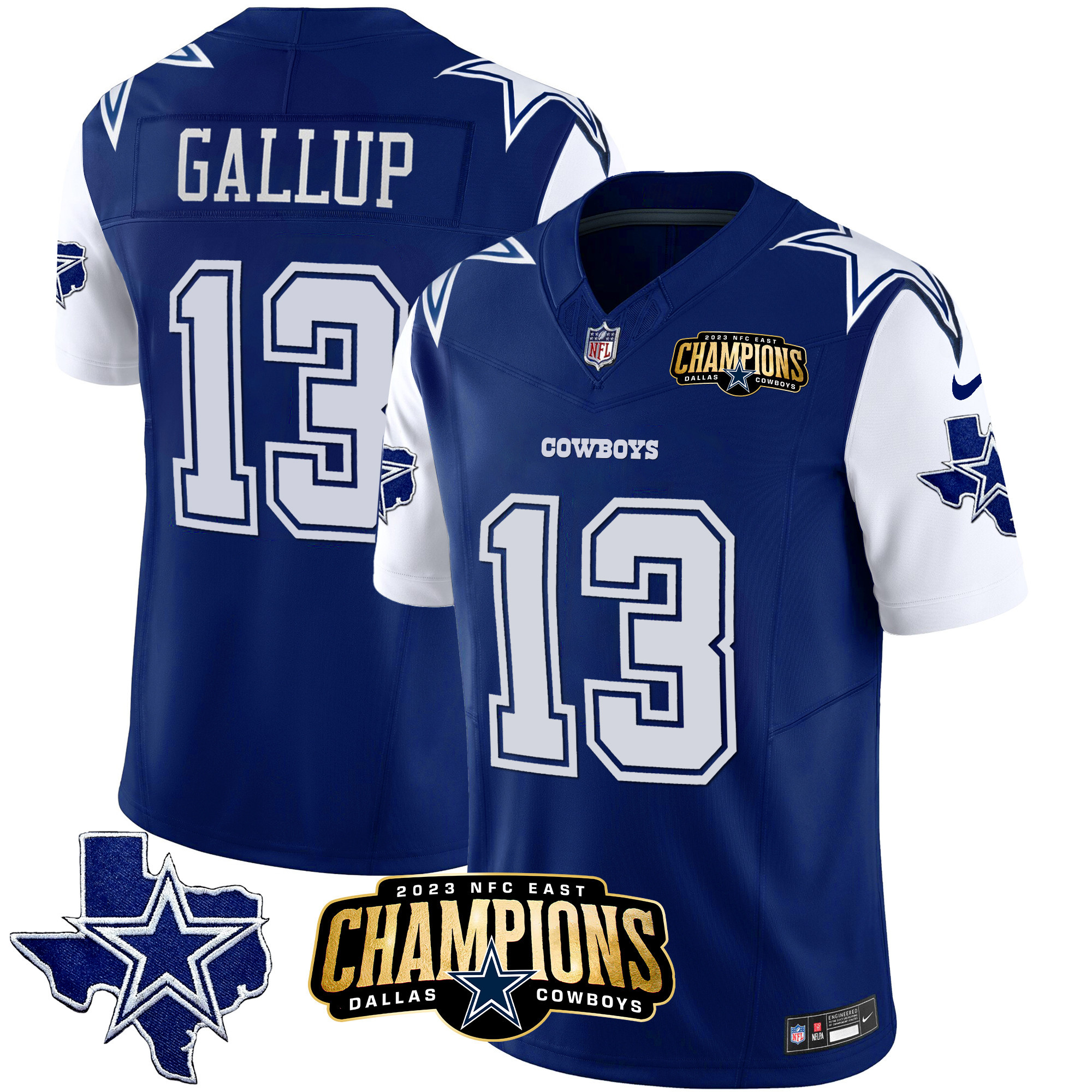 Michael Gallup Men's Dallas Cowboys 2023 NFC East Champions Patch Vapor Royal Jersey - All Stitched 