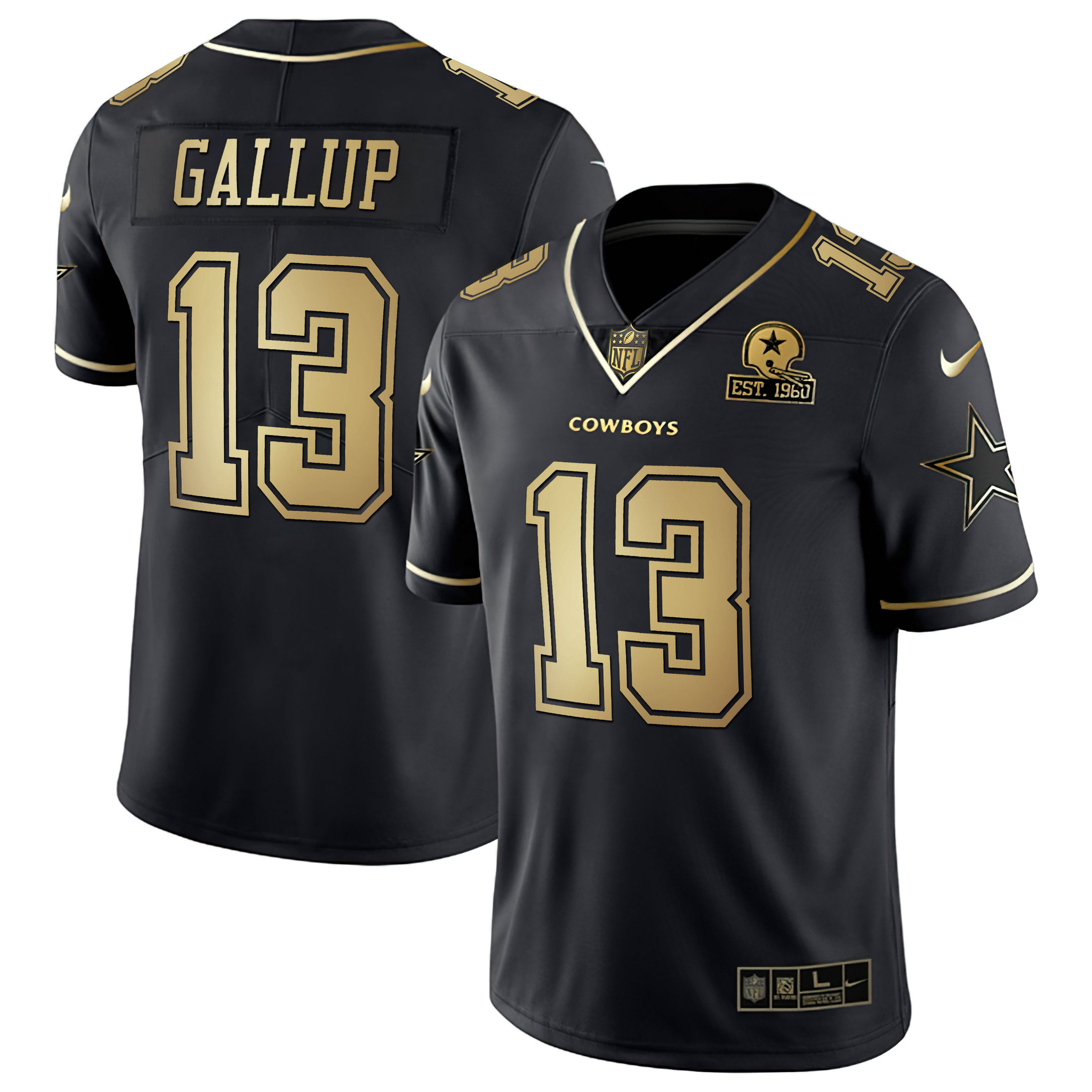 Michael Gallup Men's Dallas Cowboys Black & White Gold Vapor Limited Black Gold Jersey - All Stitched 