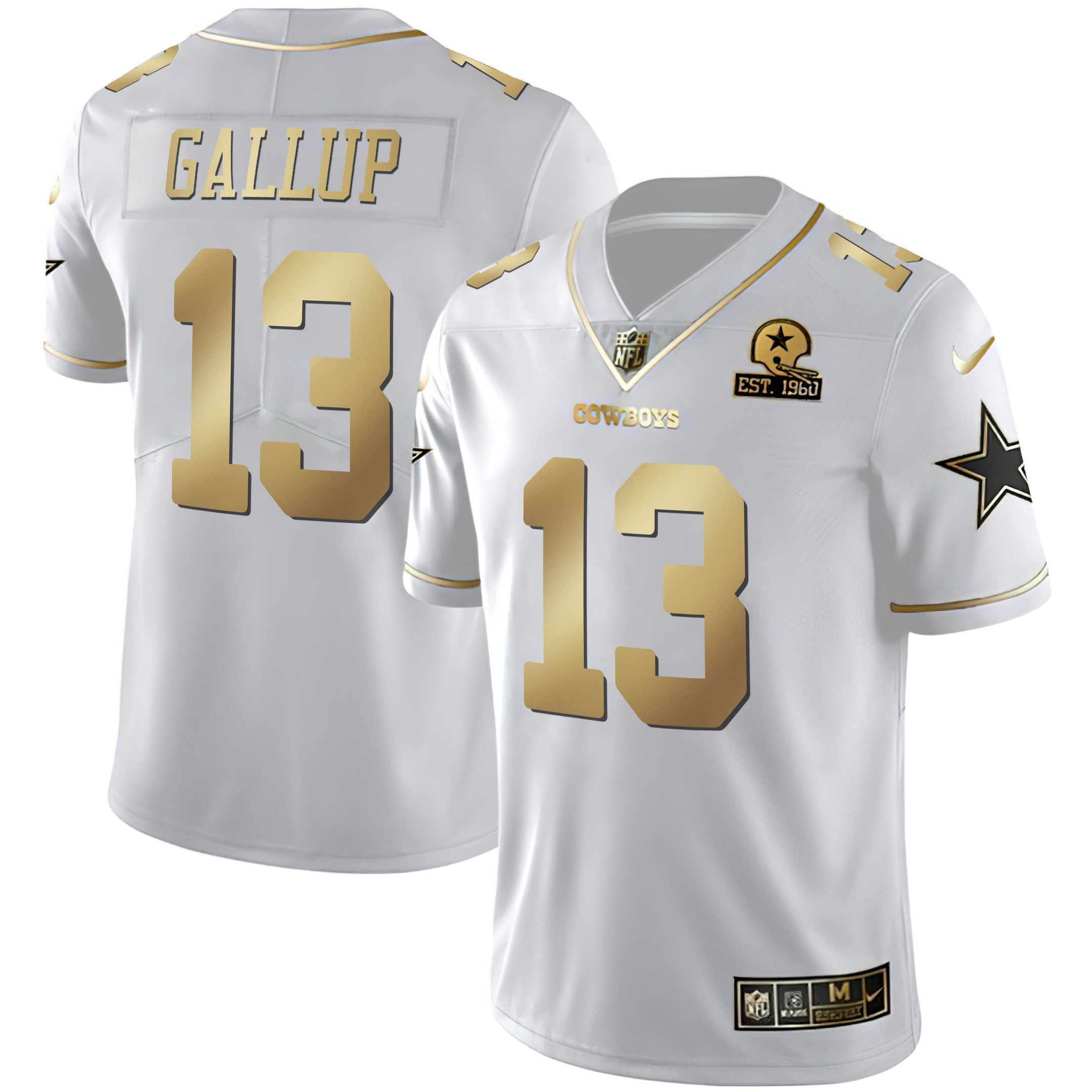 Michael Gallup Men's Dallas Cowboys Black & White Gold Vapor Limited White Gold Jersey - All Stitched 
