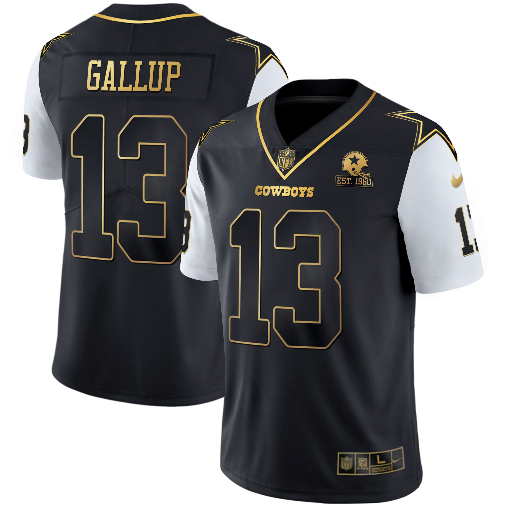 Michael Gallup Men's Dallas Cowboys Color Rush Vapor Black & White Gold Limited Black Vapor Jersey - All Stitched 