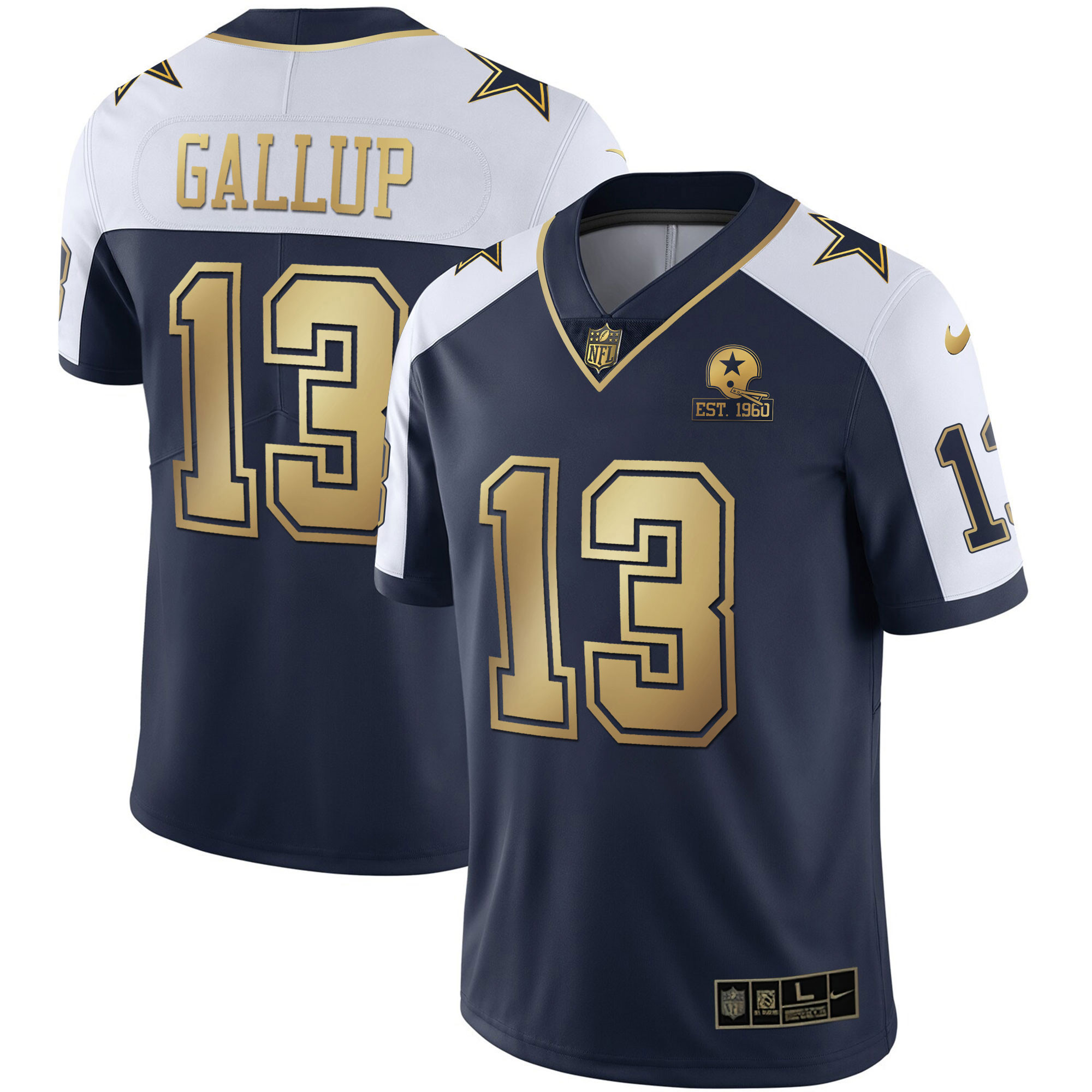 Michael Gallup Men's Dallas Cowboys Gold & Split Vapor Est 1960 Patch Navy Alternate Jersey - All Stitched 