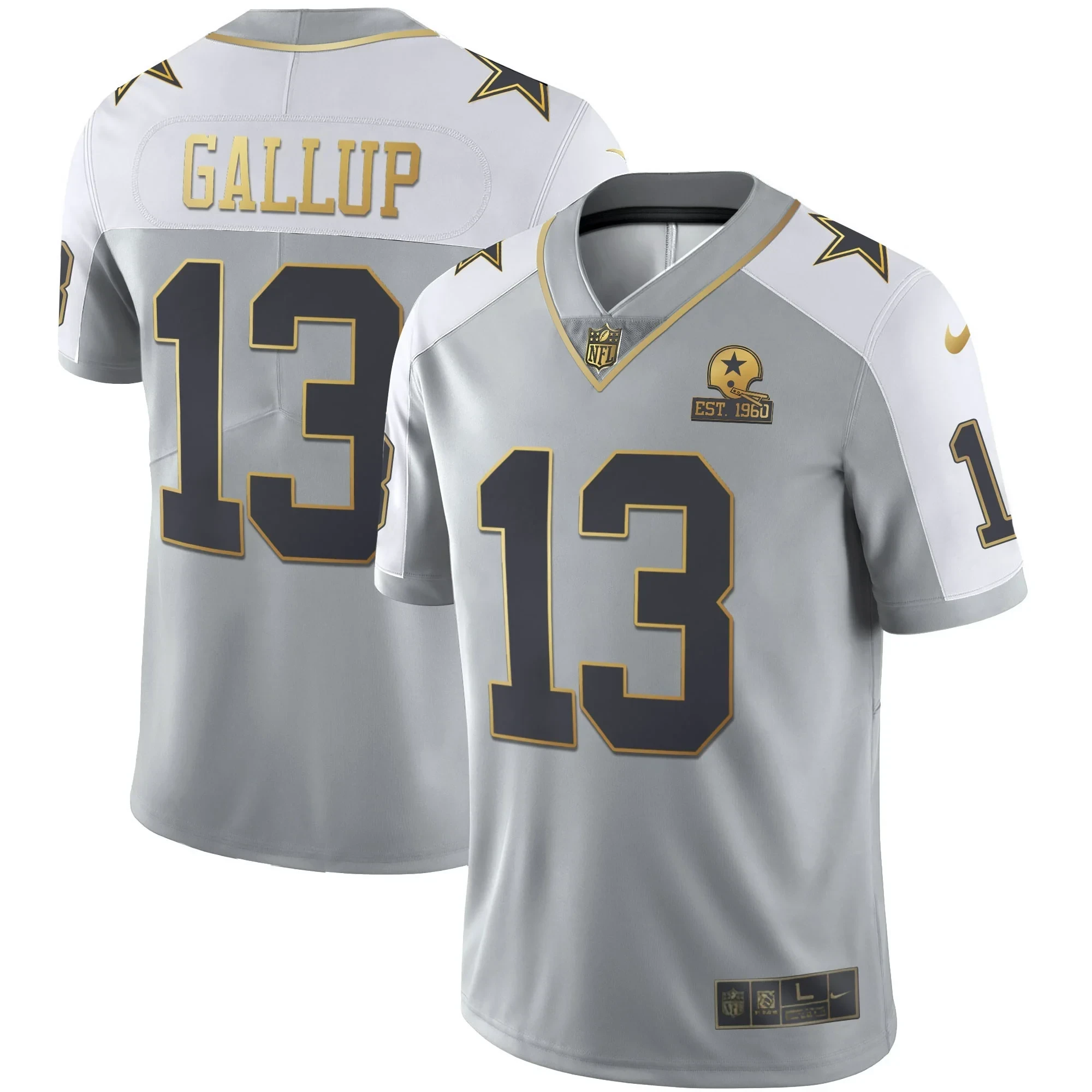 Michael Gallup Men's Dallas Cowboys Gray Gold Vapor Est 1960 Patch Gray Gold Jersey - All Stitched 