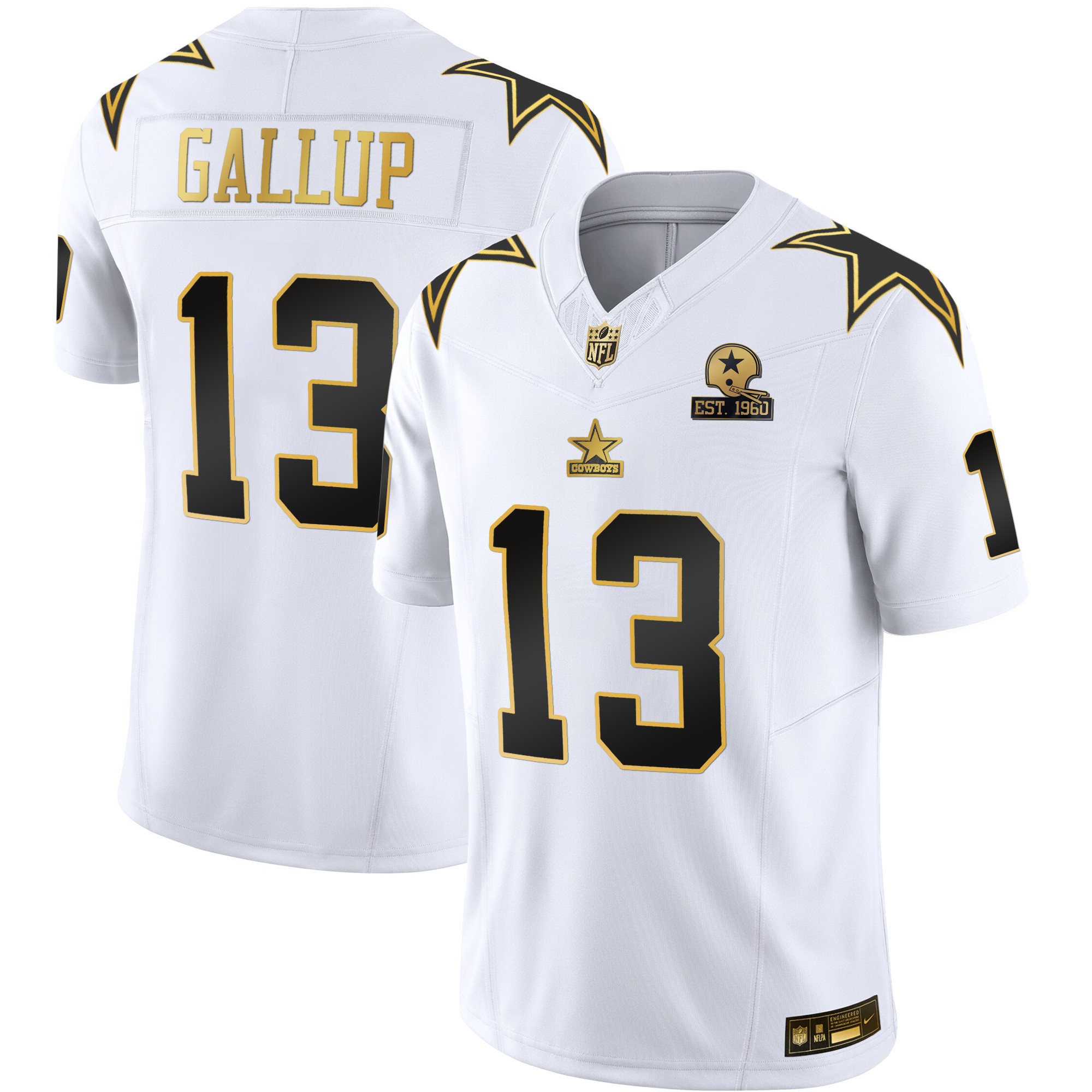 Michael Gallup Men's Dallas Cowboys Throwback Limited Vapor White Gold Jersey - All Stitched 