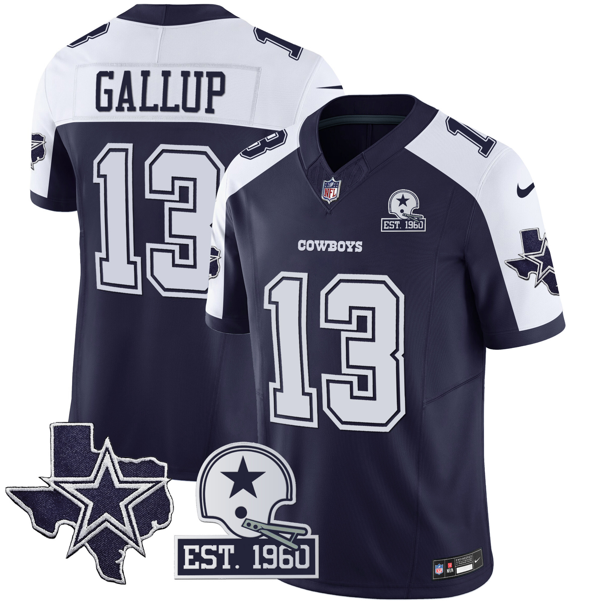 Michael Gallup Men's Dallas Cowboys Throwback Texas Patch Vapor Limited Alternate Navy Jersey - All Stitched 