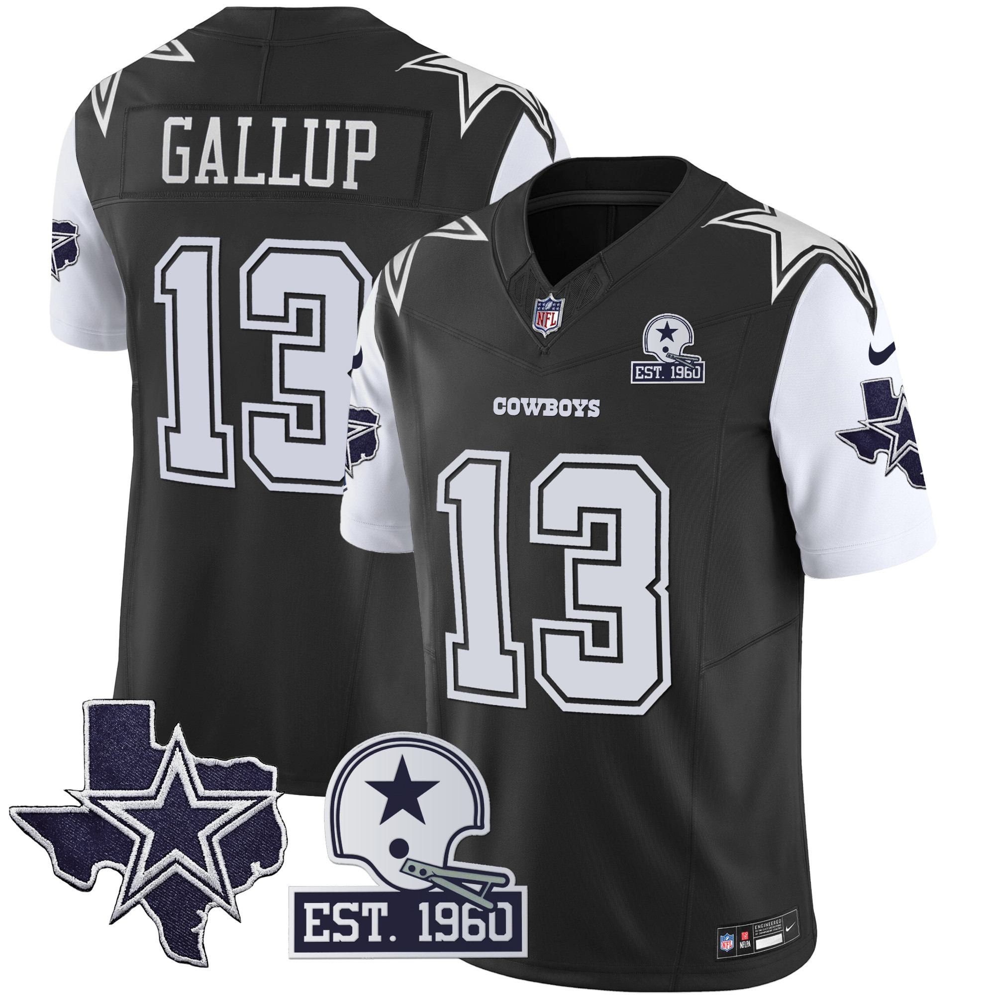 Michael Gallup Men's Dallas Cowboys Throwback Texas Patch Vapor Limited Black Jersey - All Stitched 