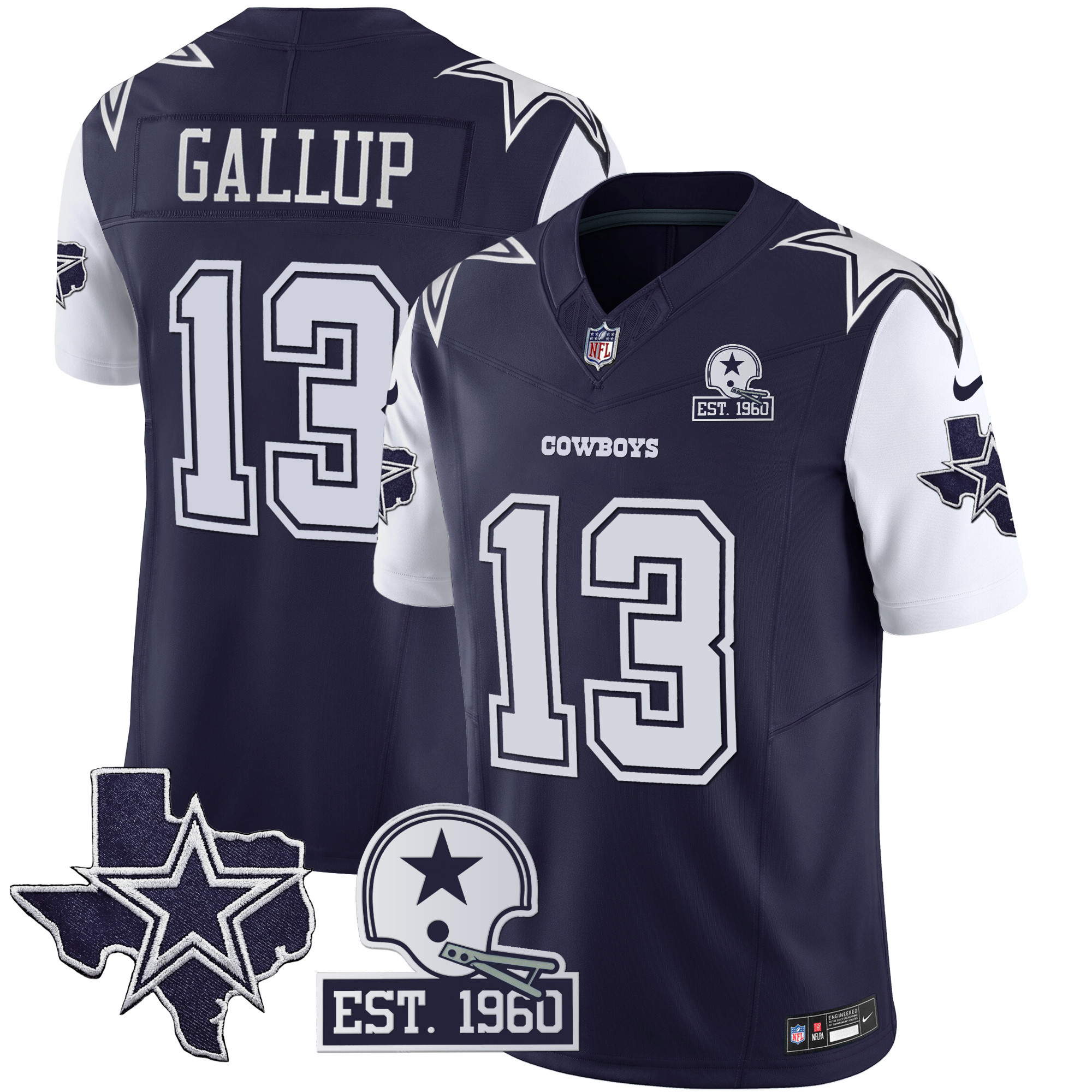 Michael Gallup Men's Dallas Cowboys Throwback Texas Patch Vapor Limited Navy Jersey - All Stitched 