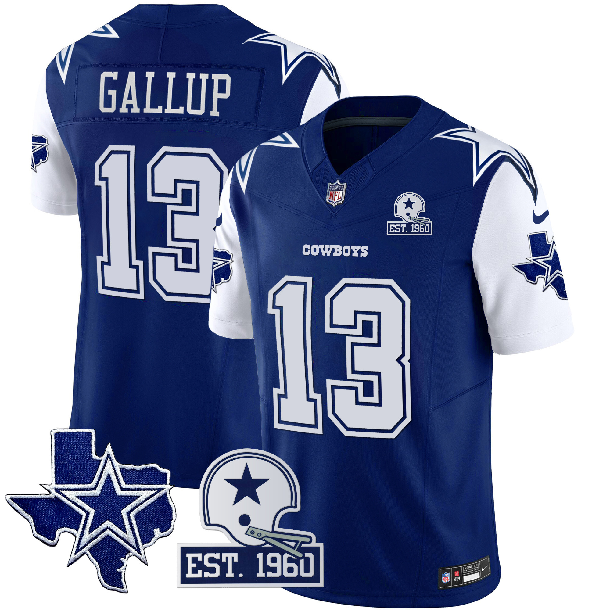 Michael Gallup Men's Dallas Cowboys Throwback Texas Patch Vapor Limited Royal Jersey - All Stitched 
