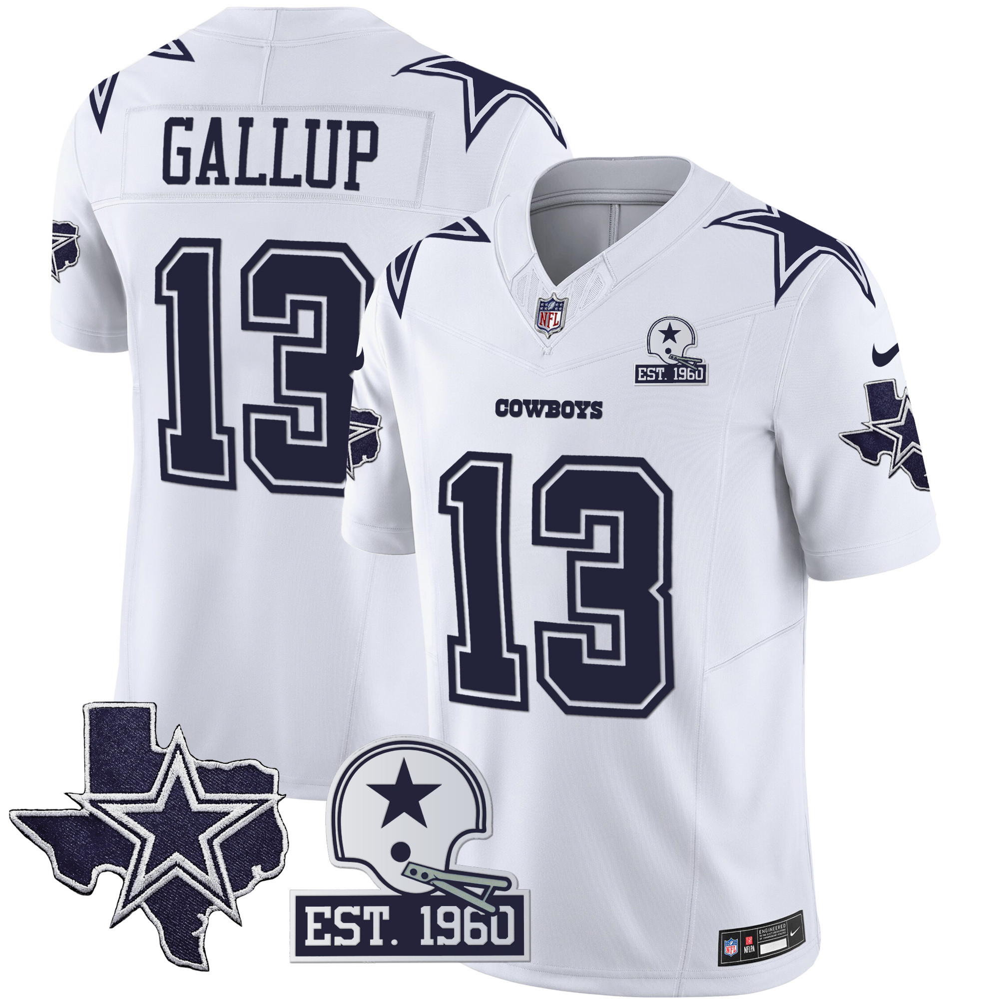 Michael Gallup Men's Dallas Cowboys Throwback Texas Patch Vapor Limited White Jersey - All Stitched 