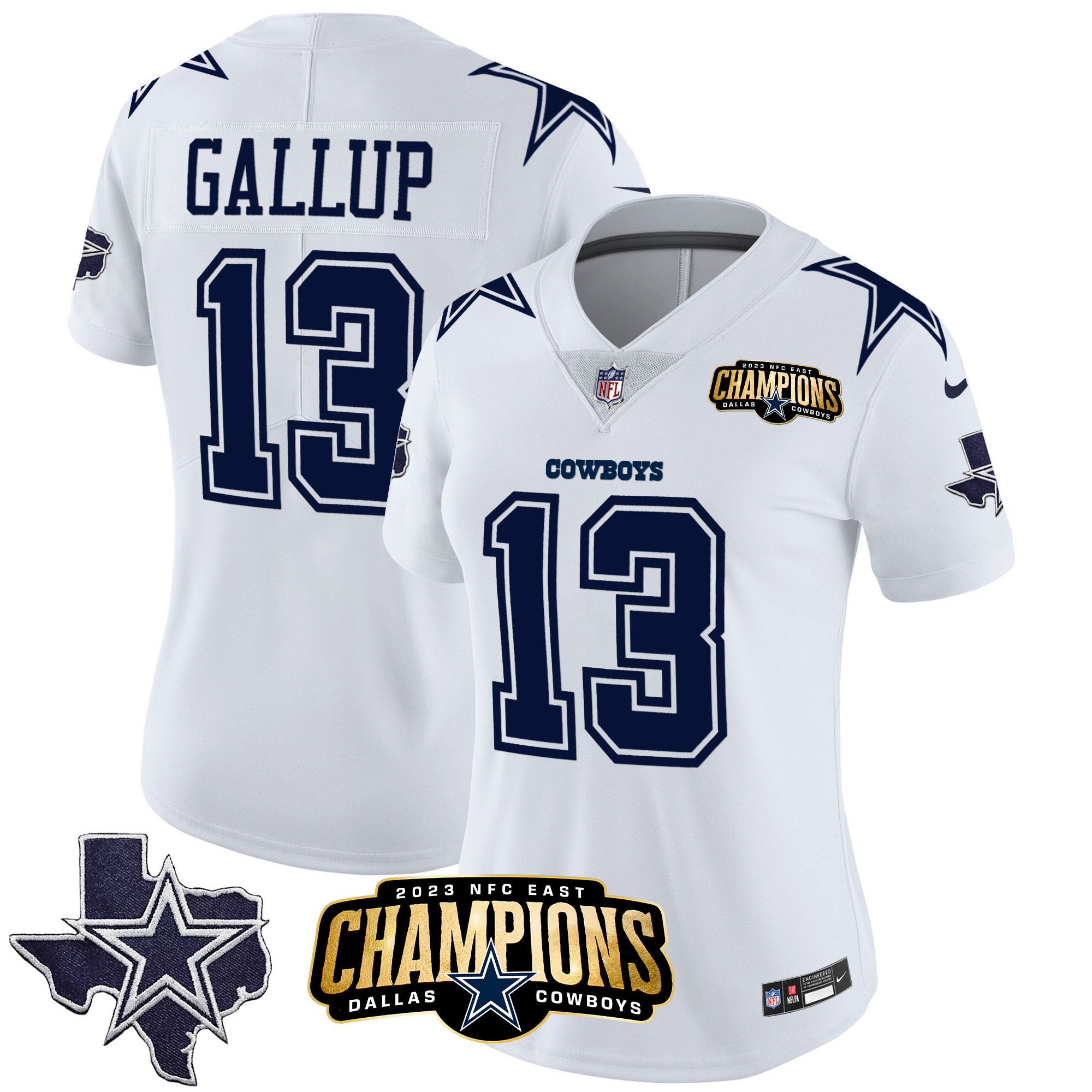 Michael Gallup Women's Dallas Cowboys 2023 NFC East Champions Patch Vapor White Jersey - All Stitched 