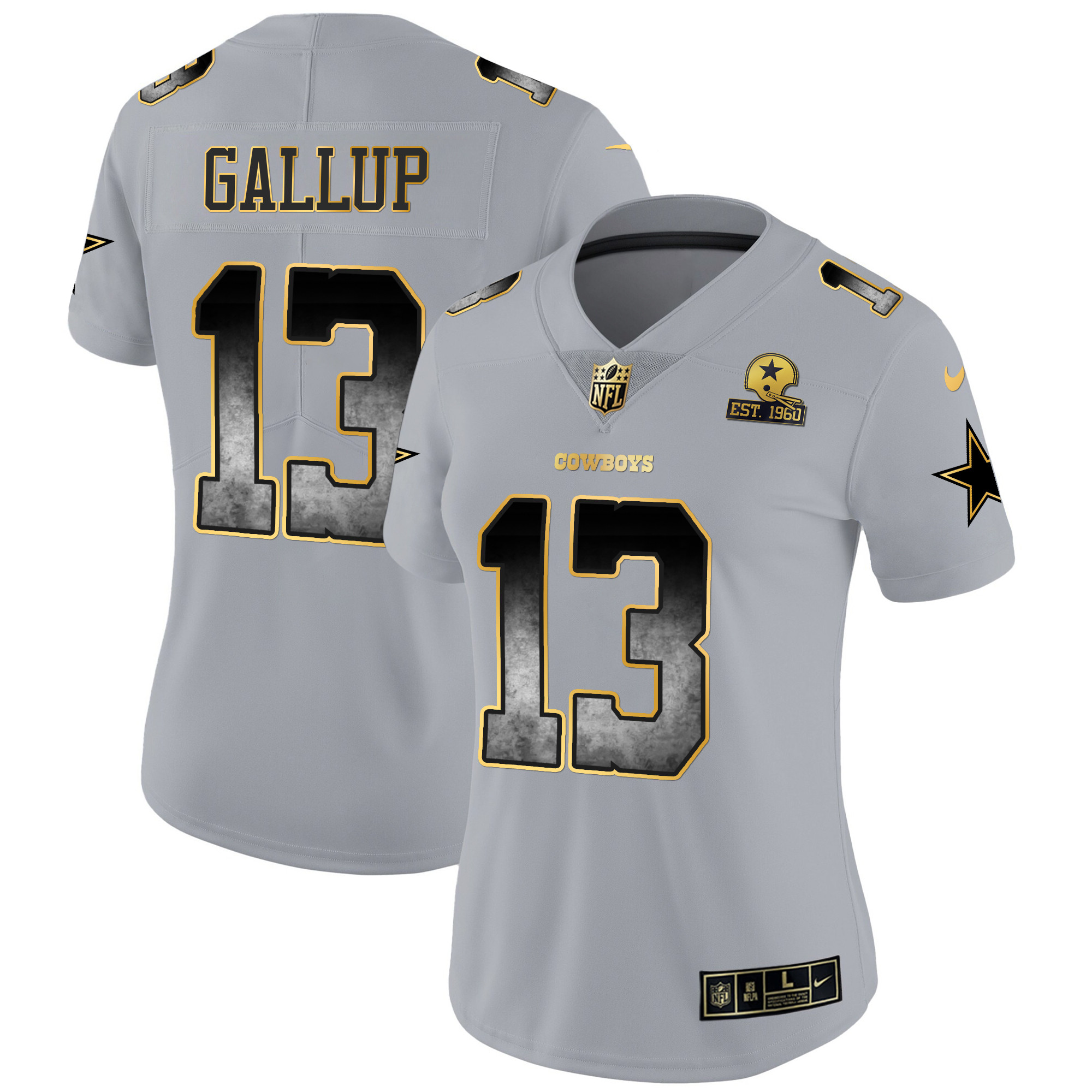 Michael Gallup Women's Dallas Cowboys Arch Smoke Vapor Gray Jersey - All Stitched 