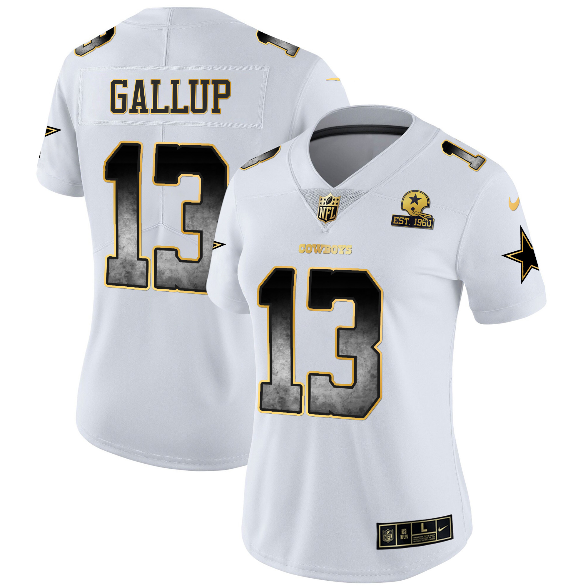 Michael Gallup Women's Dallas Cowboys Arch Smoke Vapor White Jersey - All Stitched 