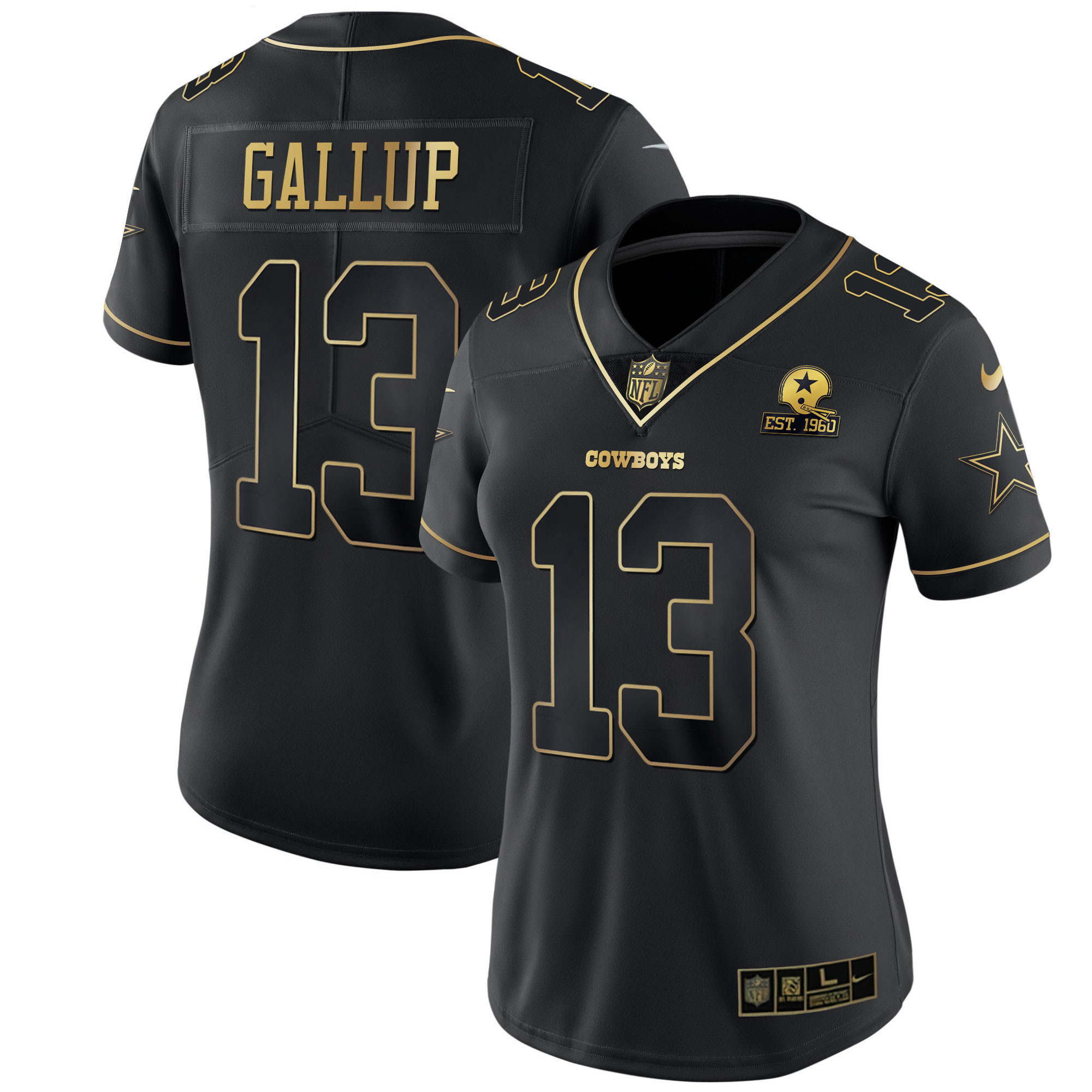 Michael Gallup Women's Dallas Cowboys Black Gold & White Gold Black Gold Jersey - All Stitched 