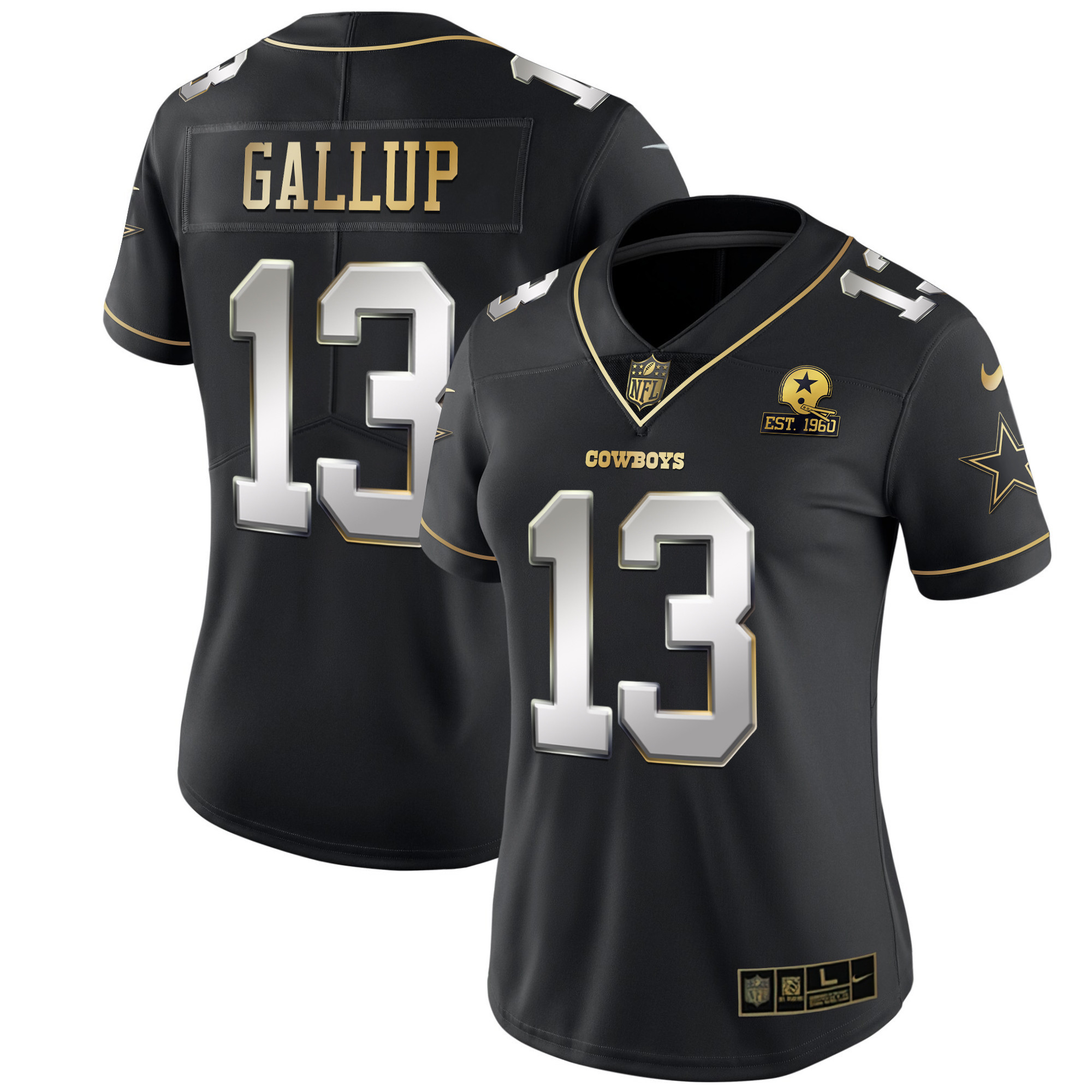 Michael Gallup Women's Dallas Cowboys Black Gold & White Gold Black Limited Jersey - All Stitched 
