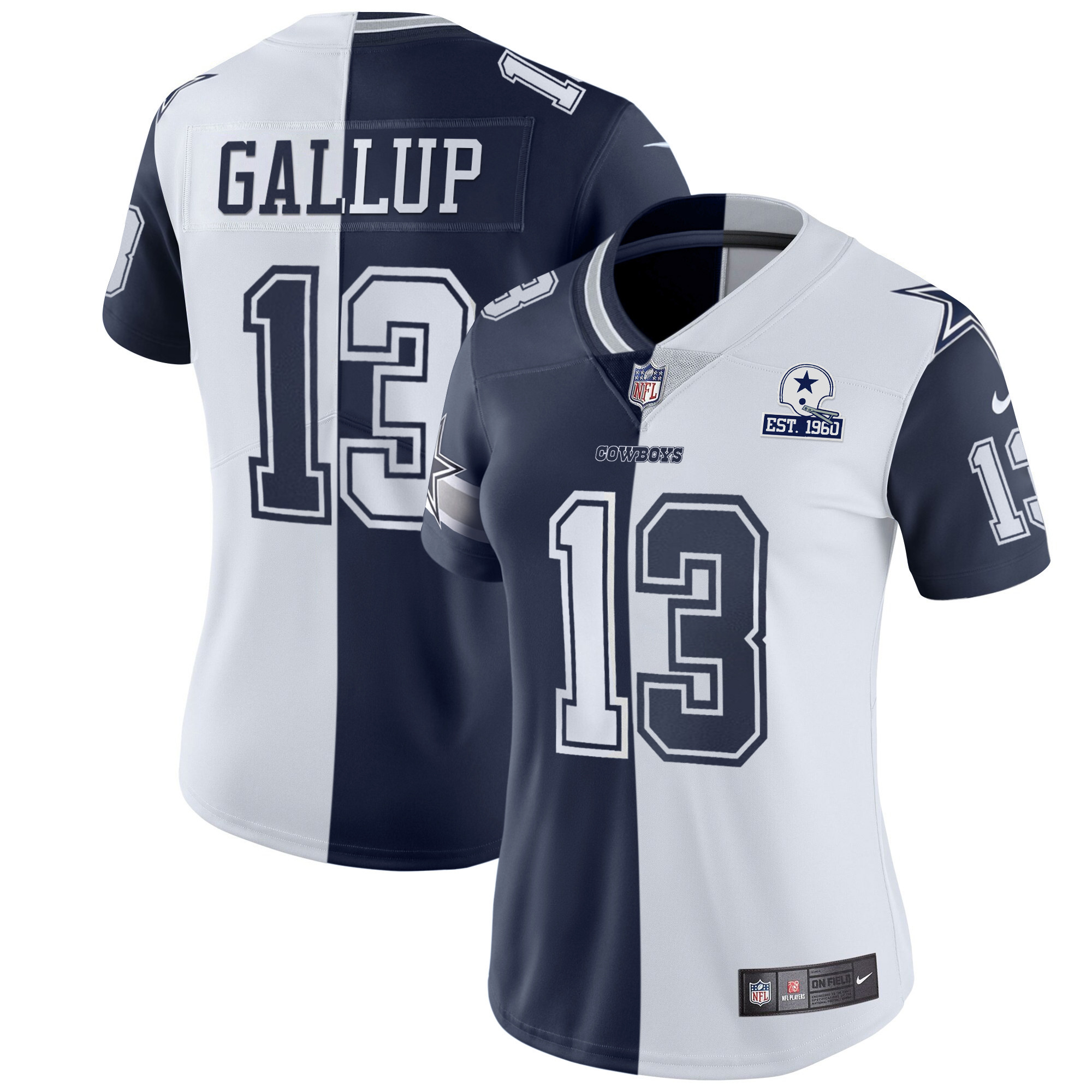 Michael Gallup Women's Dallas Cowboys Black Gold & White Gold Split Jersey - All Stitched 