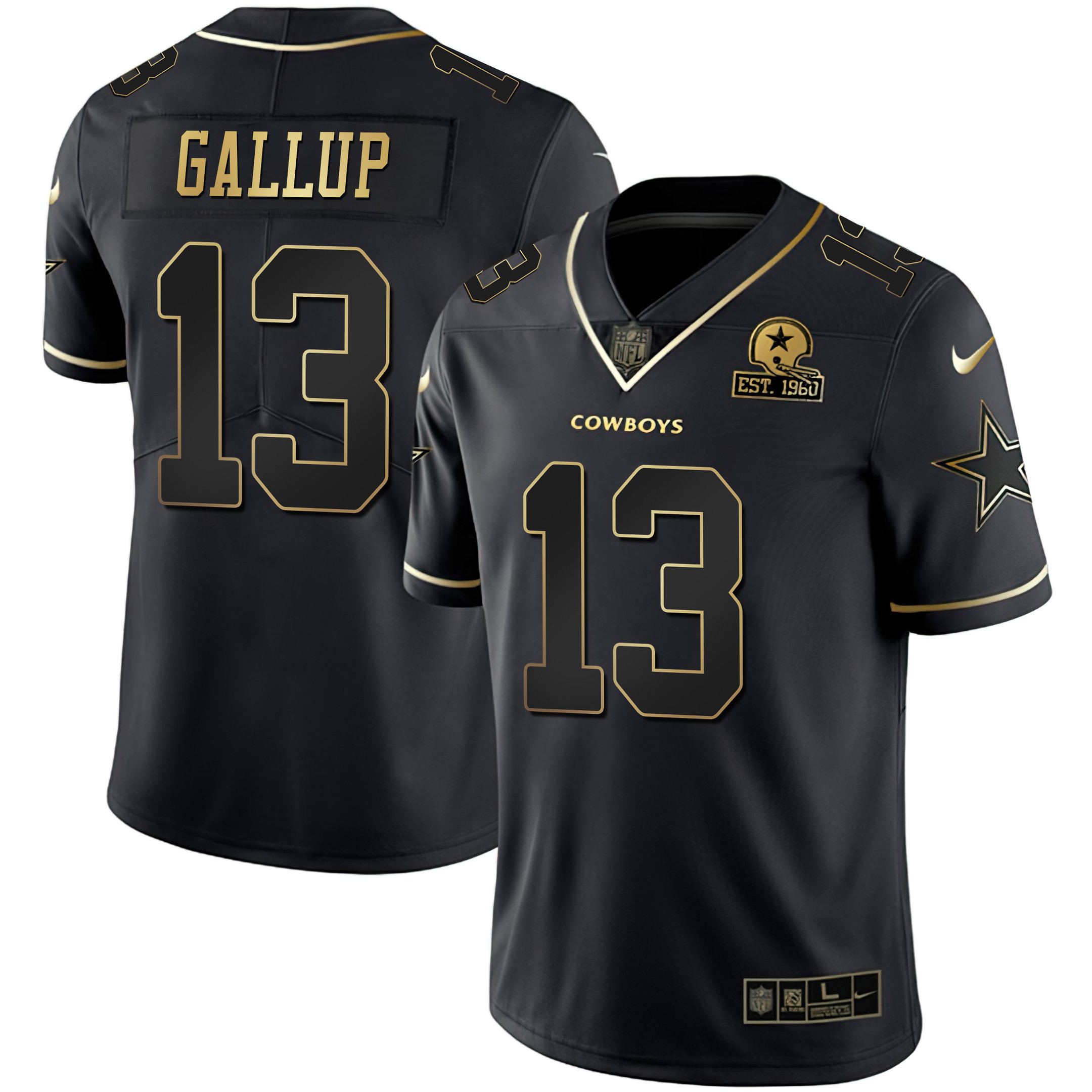 Michael Gallup Women's Dallas Cowboys Gold & Split Vapor Est 1960 Patch Black Gold Jersey - All Stitched 