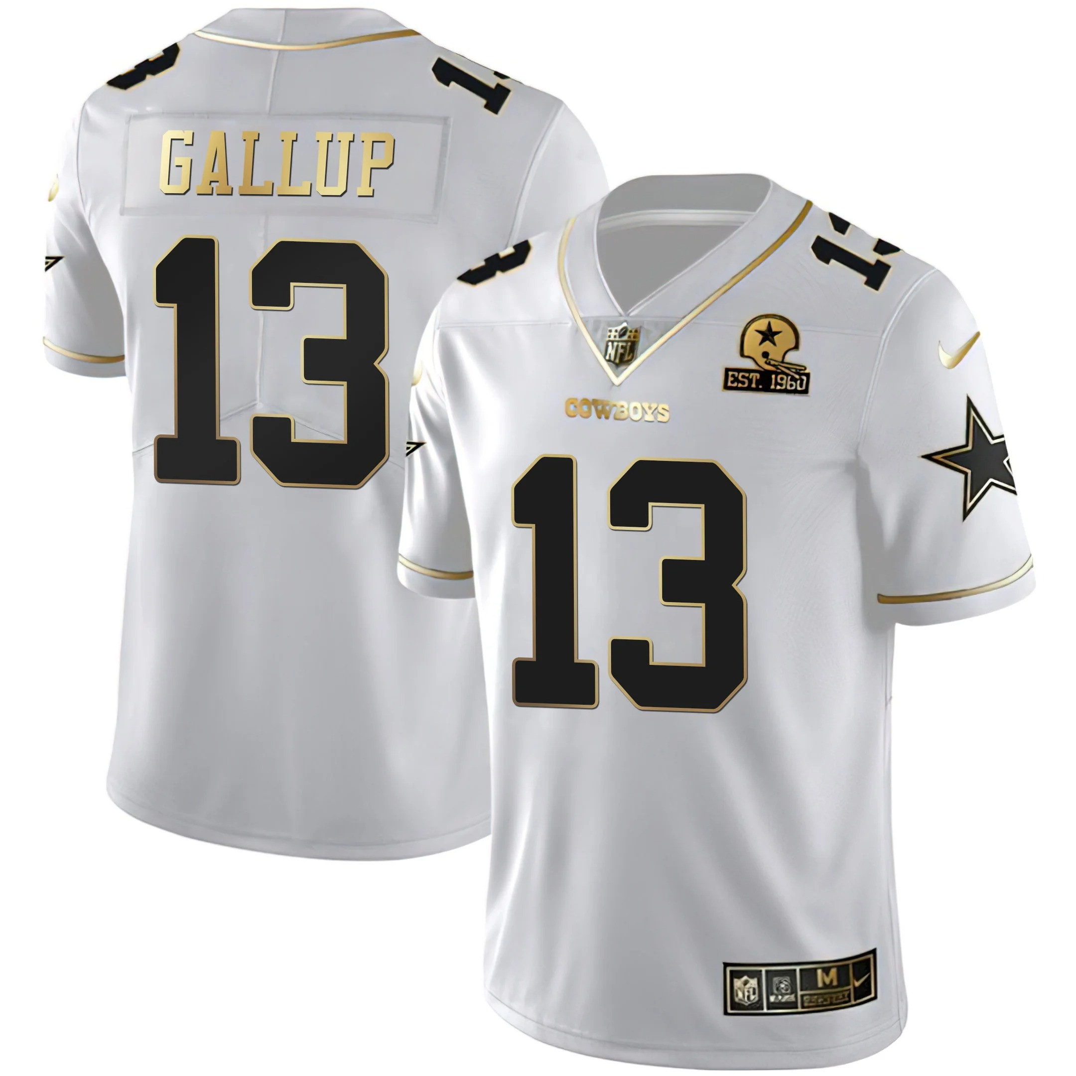 Michael Gallup Women's Dallas Cowboys Gold & Split Vapor Est 1960 Patch White Gold Jersey - All Stitched 