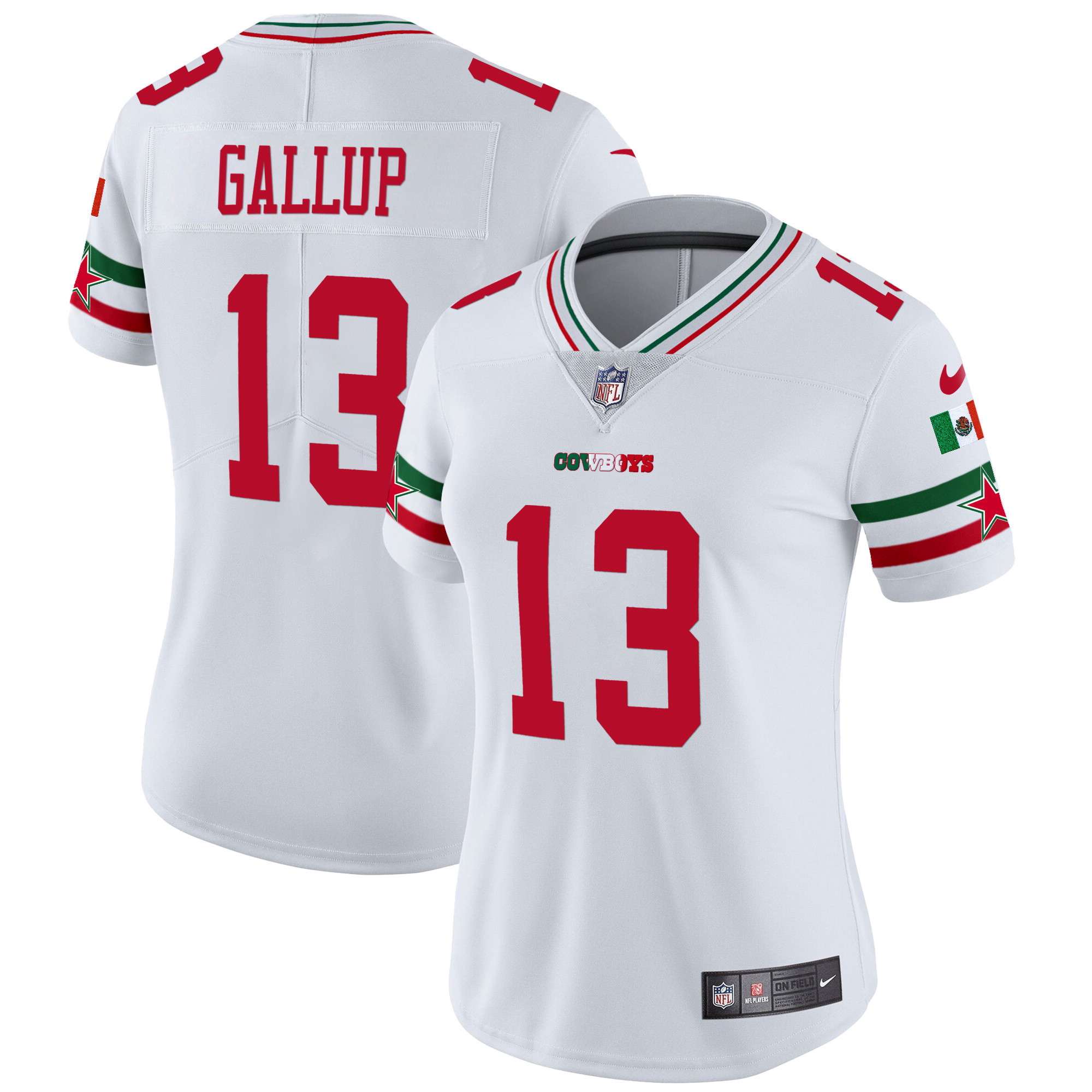 Michael Gallup Women's Dallas Cowboys Mexico Vapor Limited White Jersey - All Stitched 