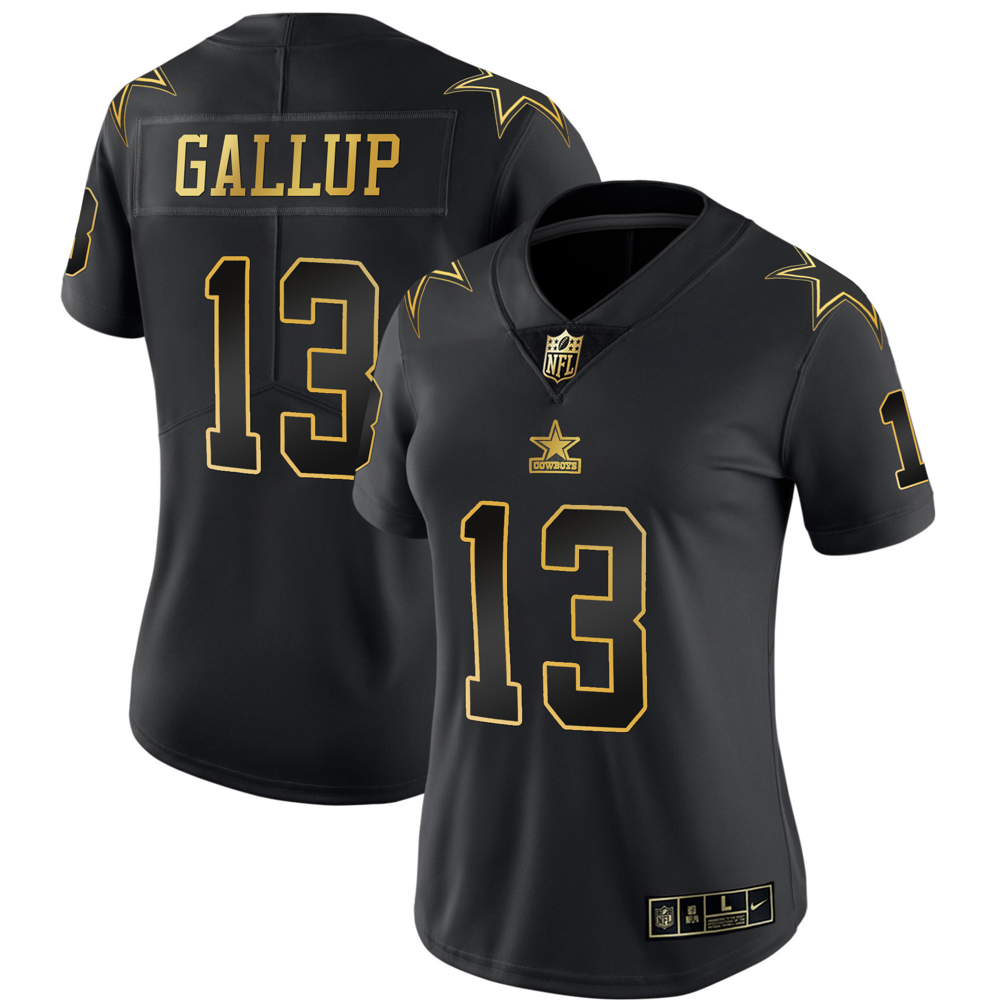Michael Gallup Women's Dallas Cowboys Throwback Limited Vapor Black Gold Jersey - All Stitched 