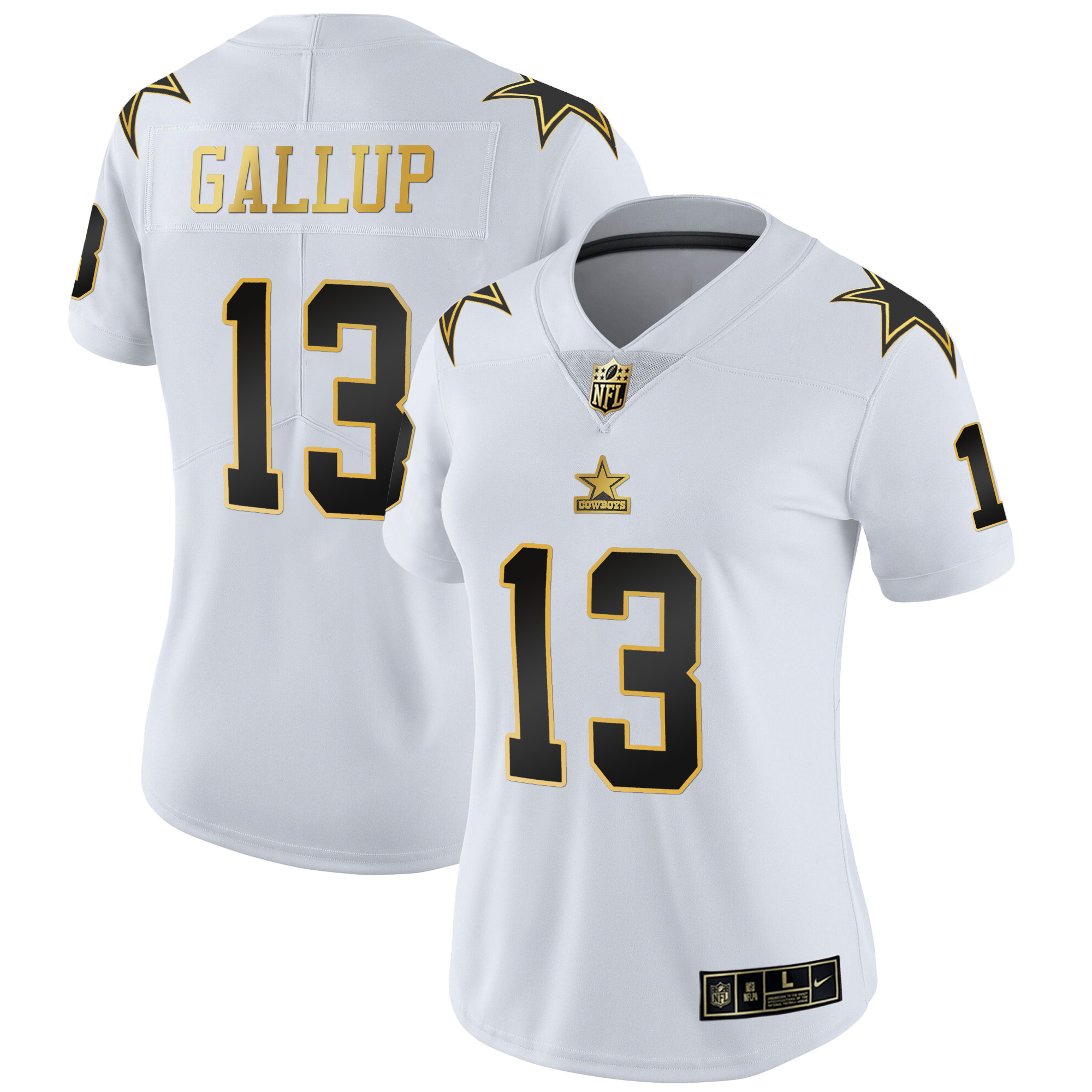 Michael Gallup Women's Dallas Cowboys Throwback Limited Vapor White Gold Jersey - All Stitched 