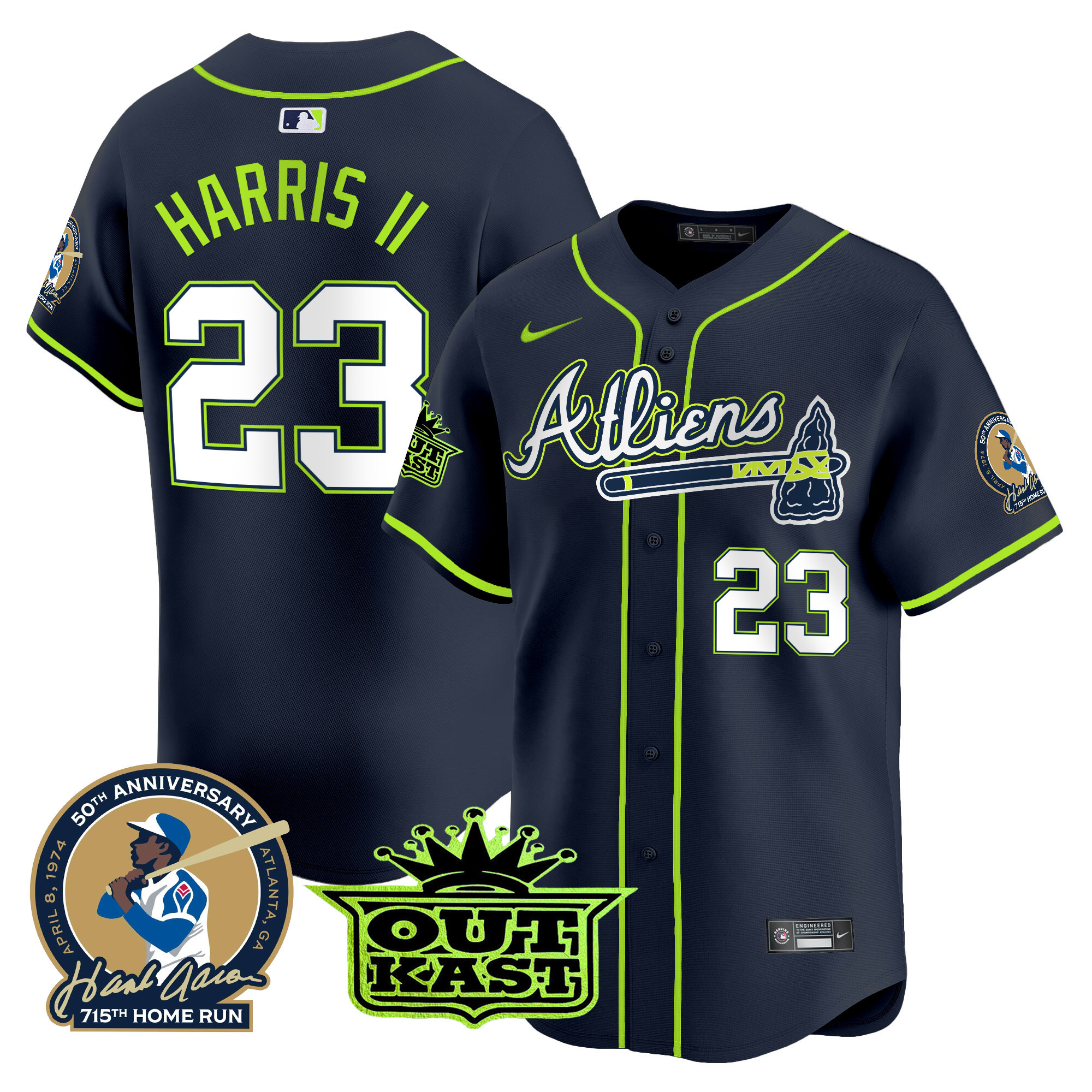 Michael Harris II Men's Atlanta Braves Atliens & Hank Aaron Patch Vapor Premier Limited Jersey - All Stitched