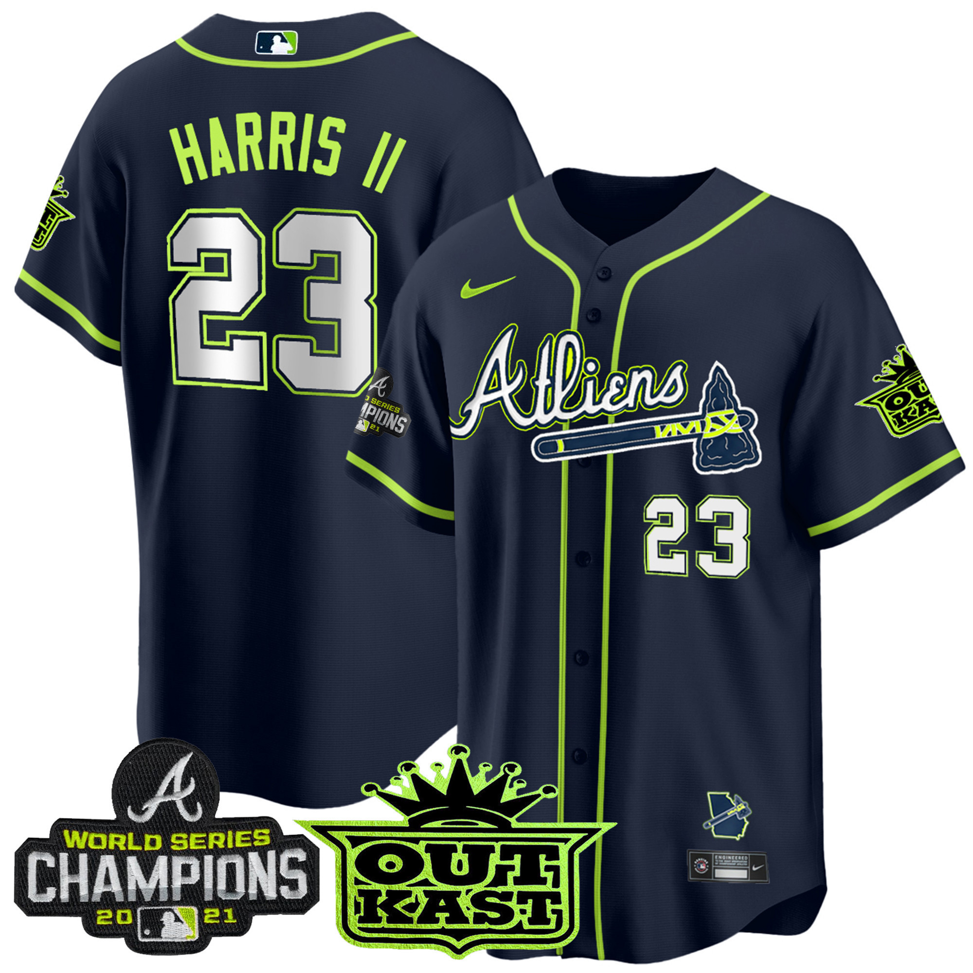 Michael Harris II Men's Atlanta Braves Atliens Champions Cool Base Jersey - All Stitched