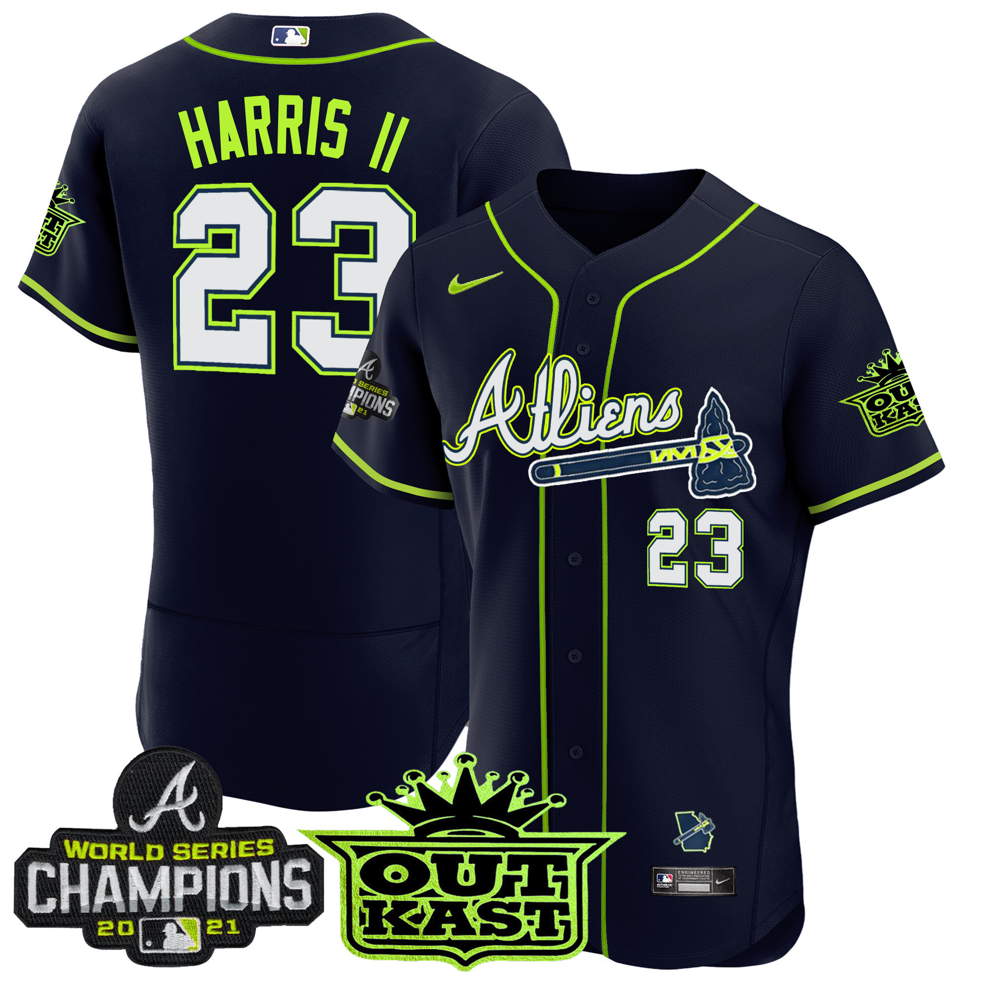 Michael Harris II Men's Atlanta Braves Atliens Champions Flex Base Jersey - All Stitched