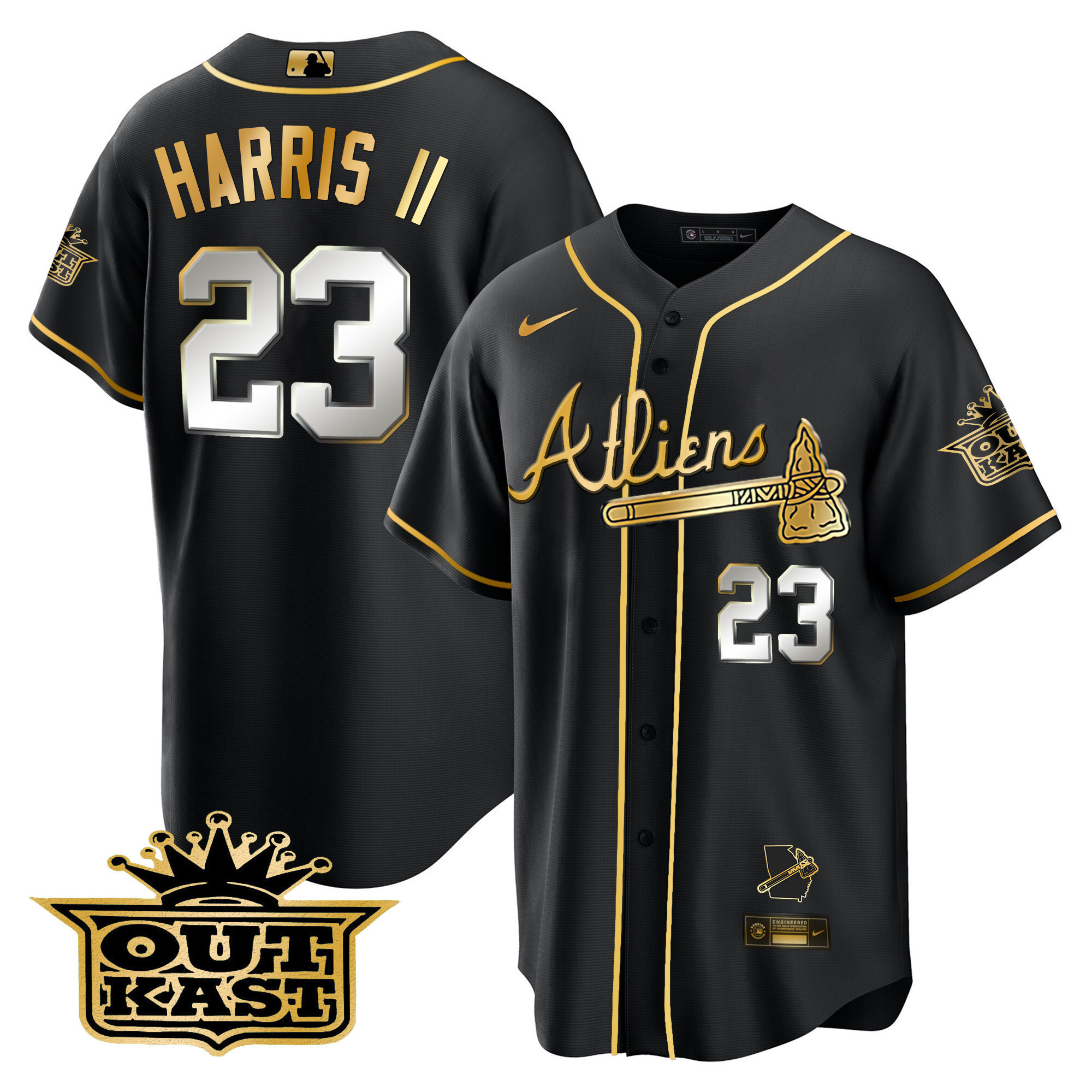 Michael Harris II Men's Atlanta Braves Atliens Cool Base V2 Black Limited Jersey - All Stitched