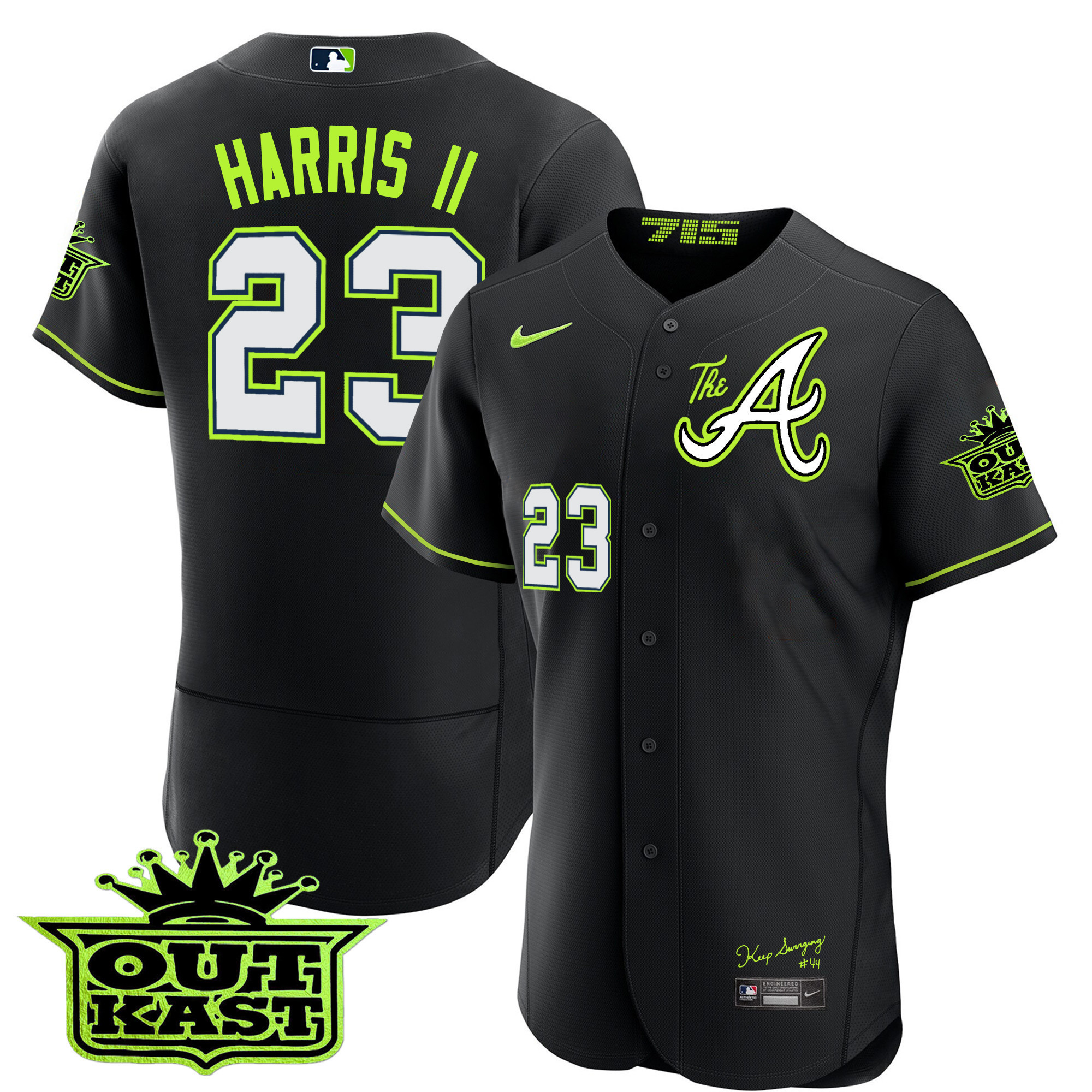 Michael Harris II Men's Atlanta Braves Atliens The A Flex Base Black Jersey - All Stitched