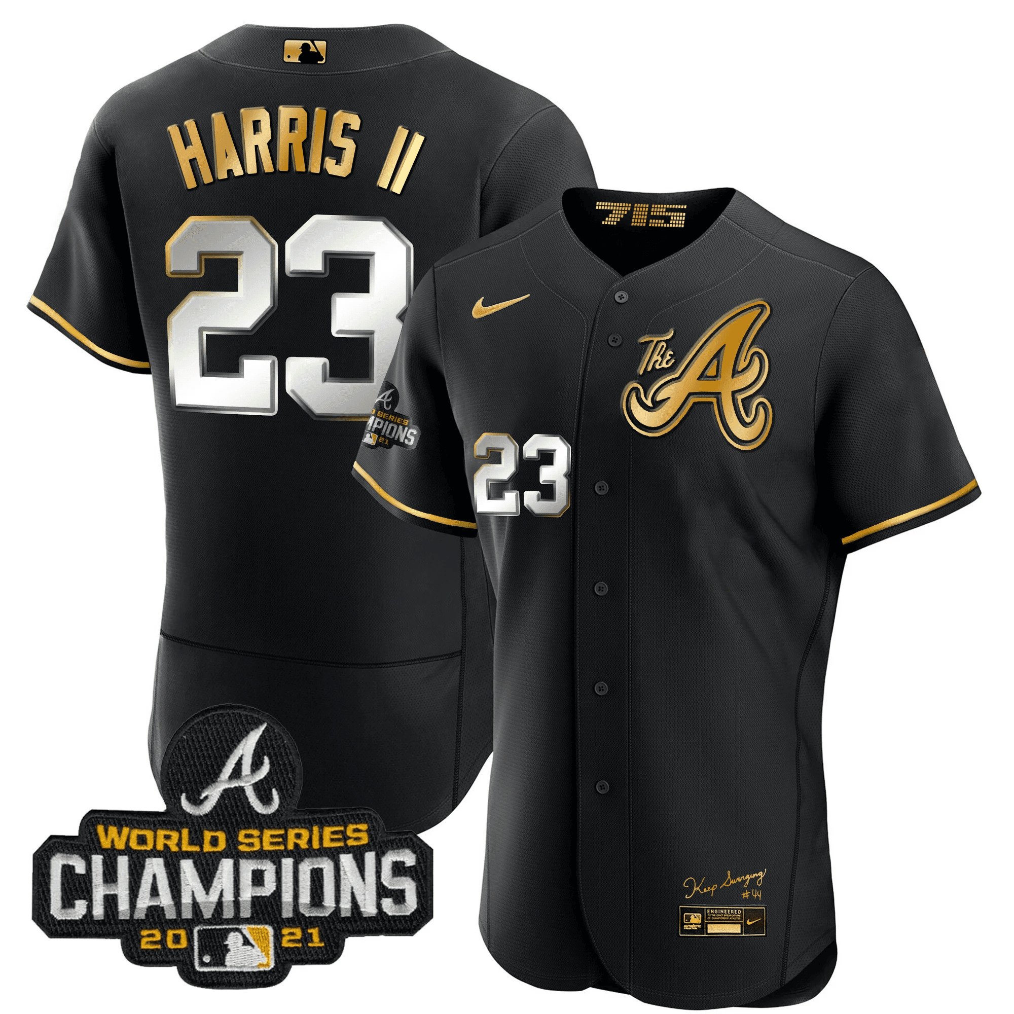 Michael Harris II Men's Atlanta Braves Champions City Connect Gold Flex Base Black Gold Jersey - All Stitched