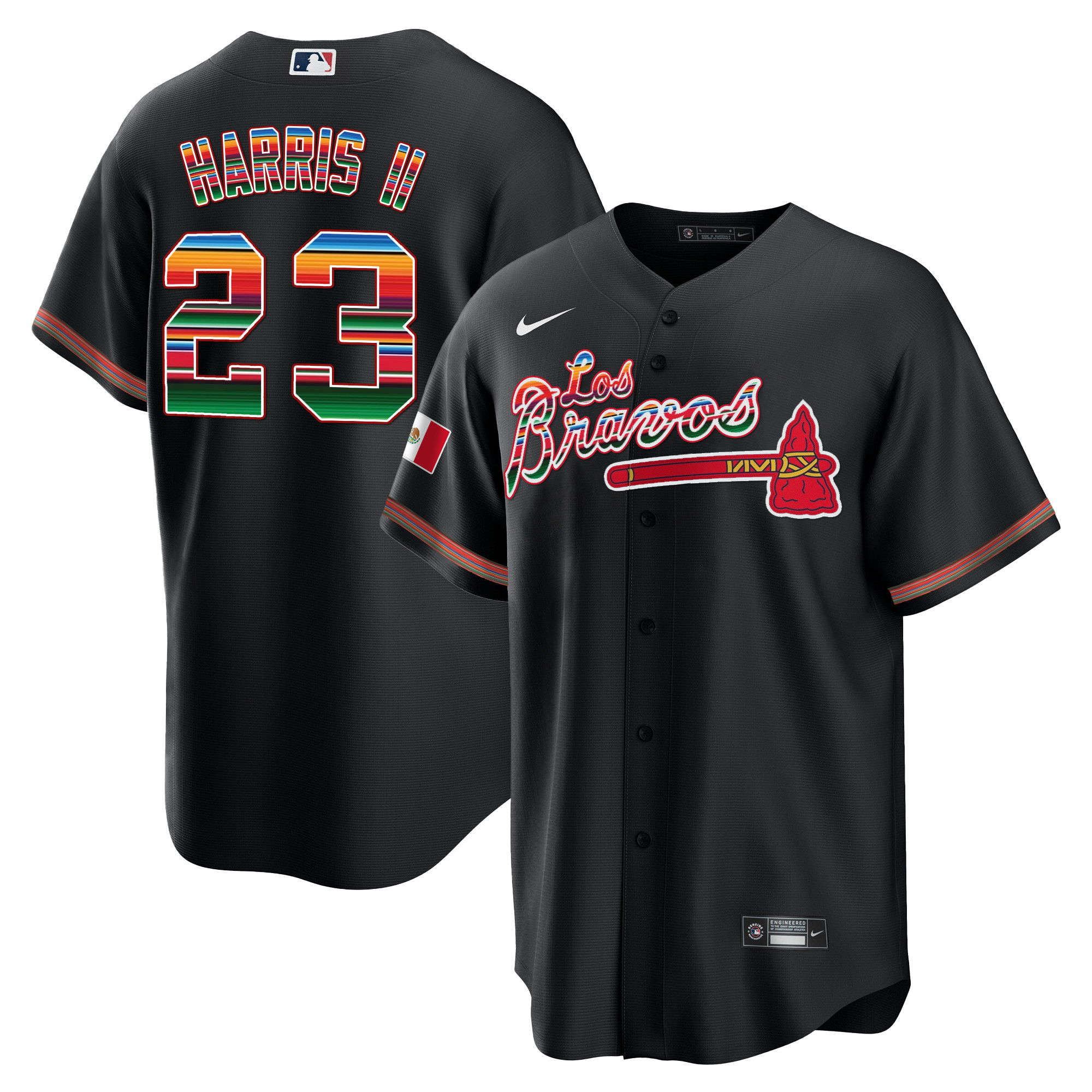 Michael Harris II Men's Atlanta Braves Los Bravos Mexico Black Jersey - All Stitched
