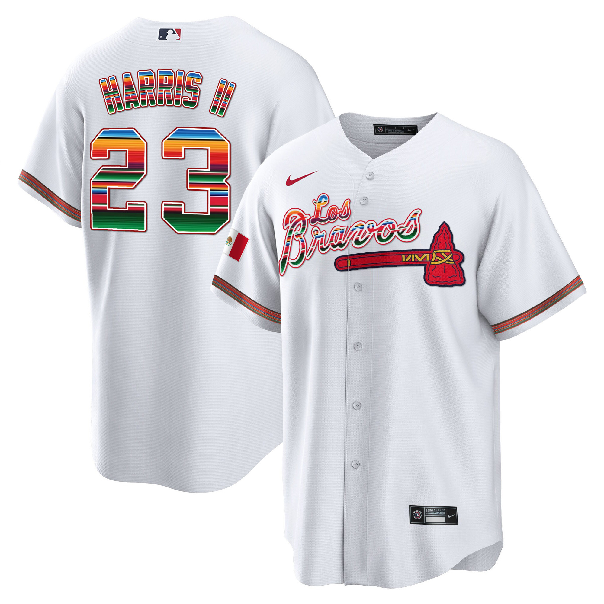 Michael Harris II Men's Atlanta Braves Los Bravos Mexico White Jersey - All Stitched