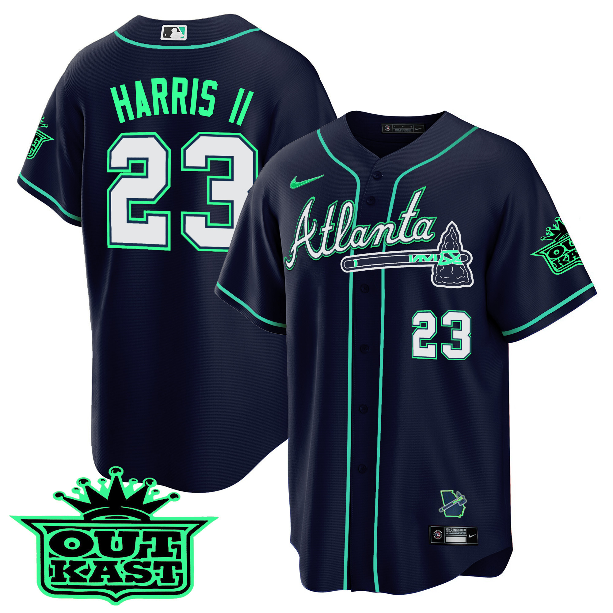 Michael Harris II Men's Atlanta Braves Outkast Cool Base V3 - Galaxy Version Atliens Jersey - All Stitched