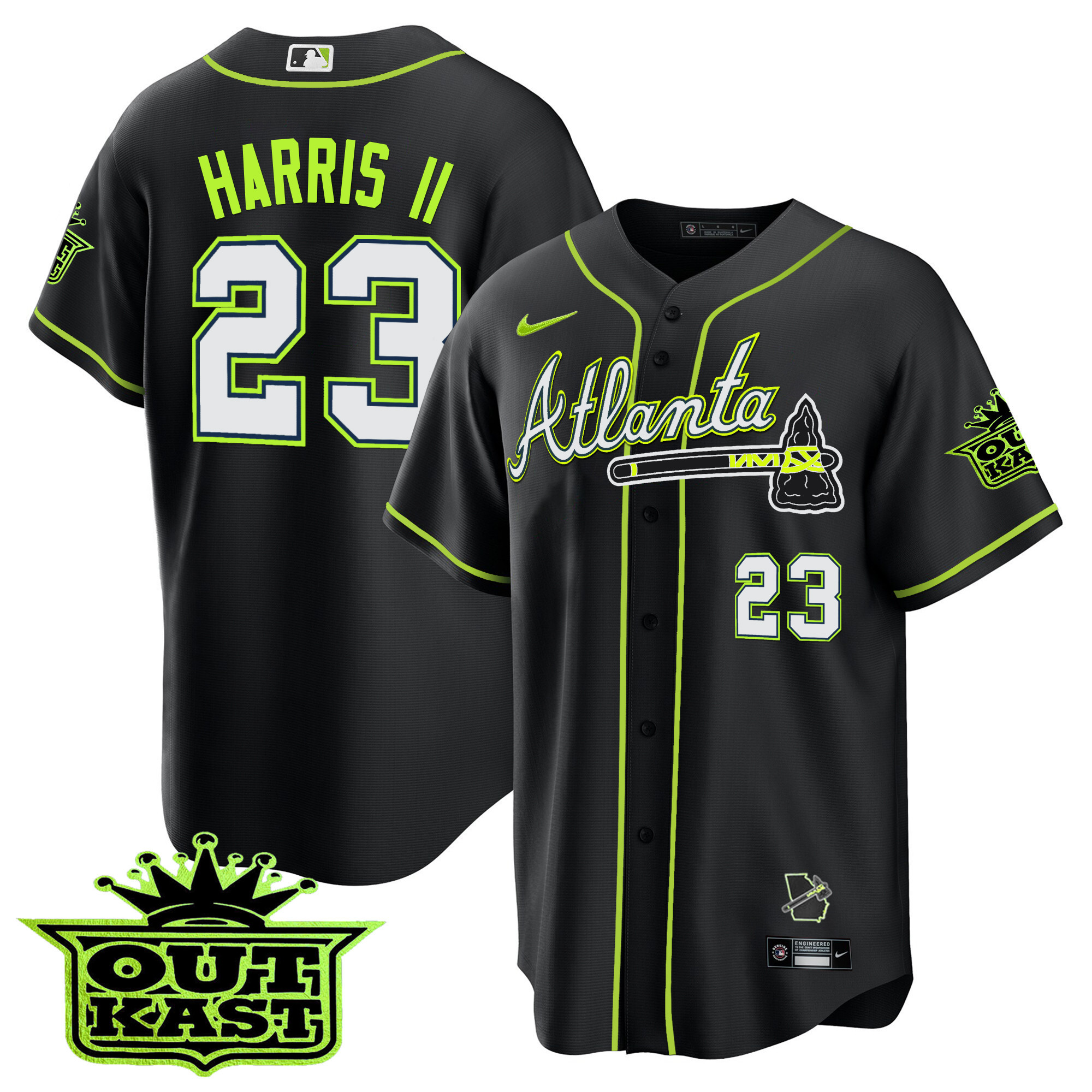 Michael Harris II Men's Atlanta Braves Outkast Cool Base V3 Black Jersey - All Stitched