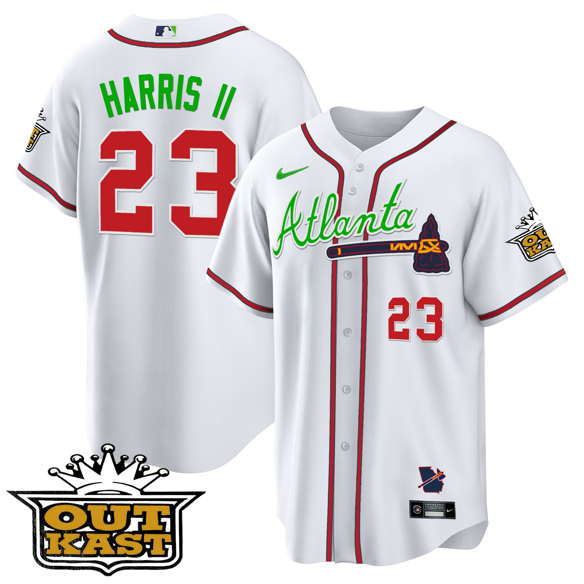Michael Harris II Men's Atlanta Braves Outkast Cool Base V3 White Jersey - All Stitched