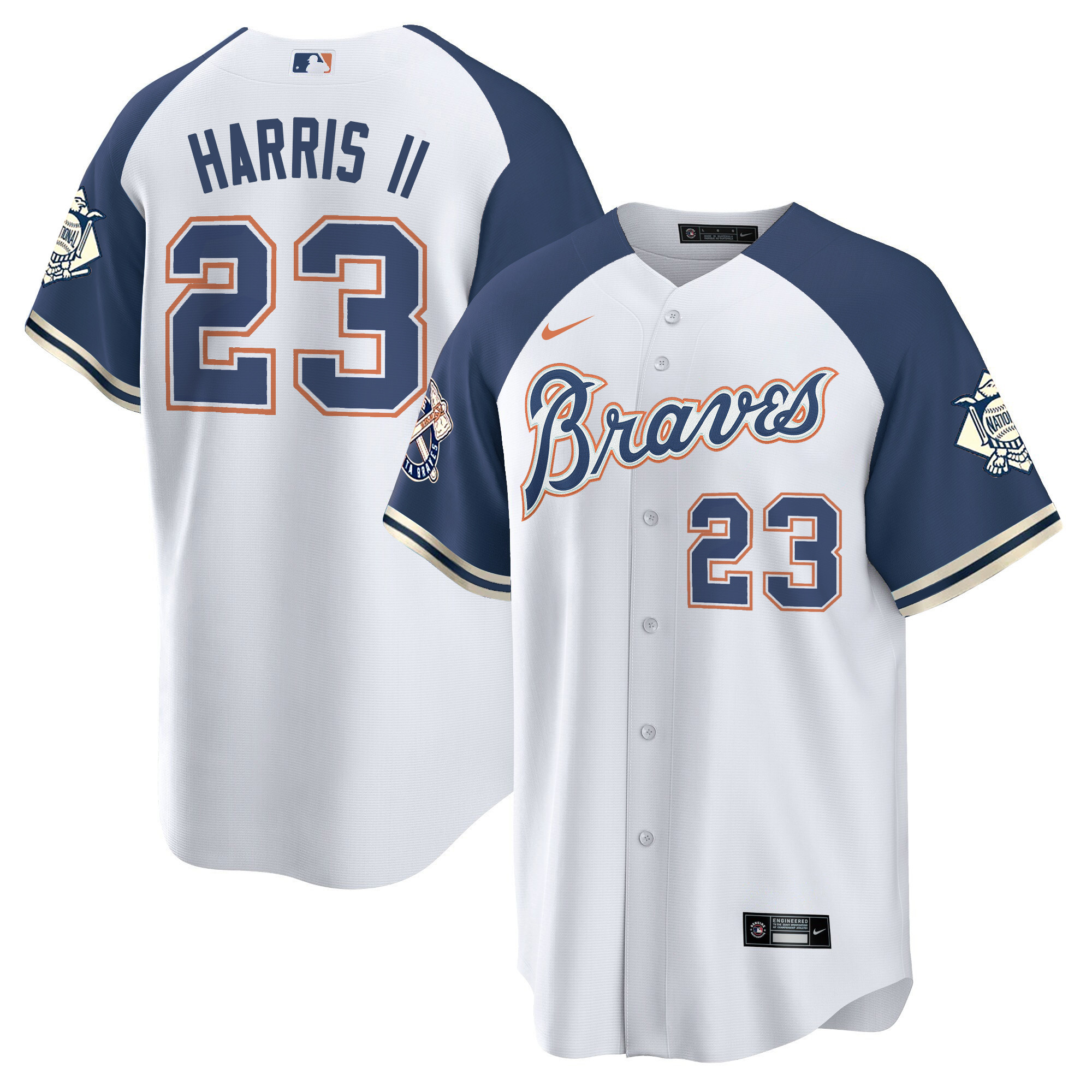 Michael Harris II Men's Atlanta Braves Peaches n' Cream Alternate Navy Jersey - All Stitched
