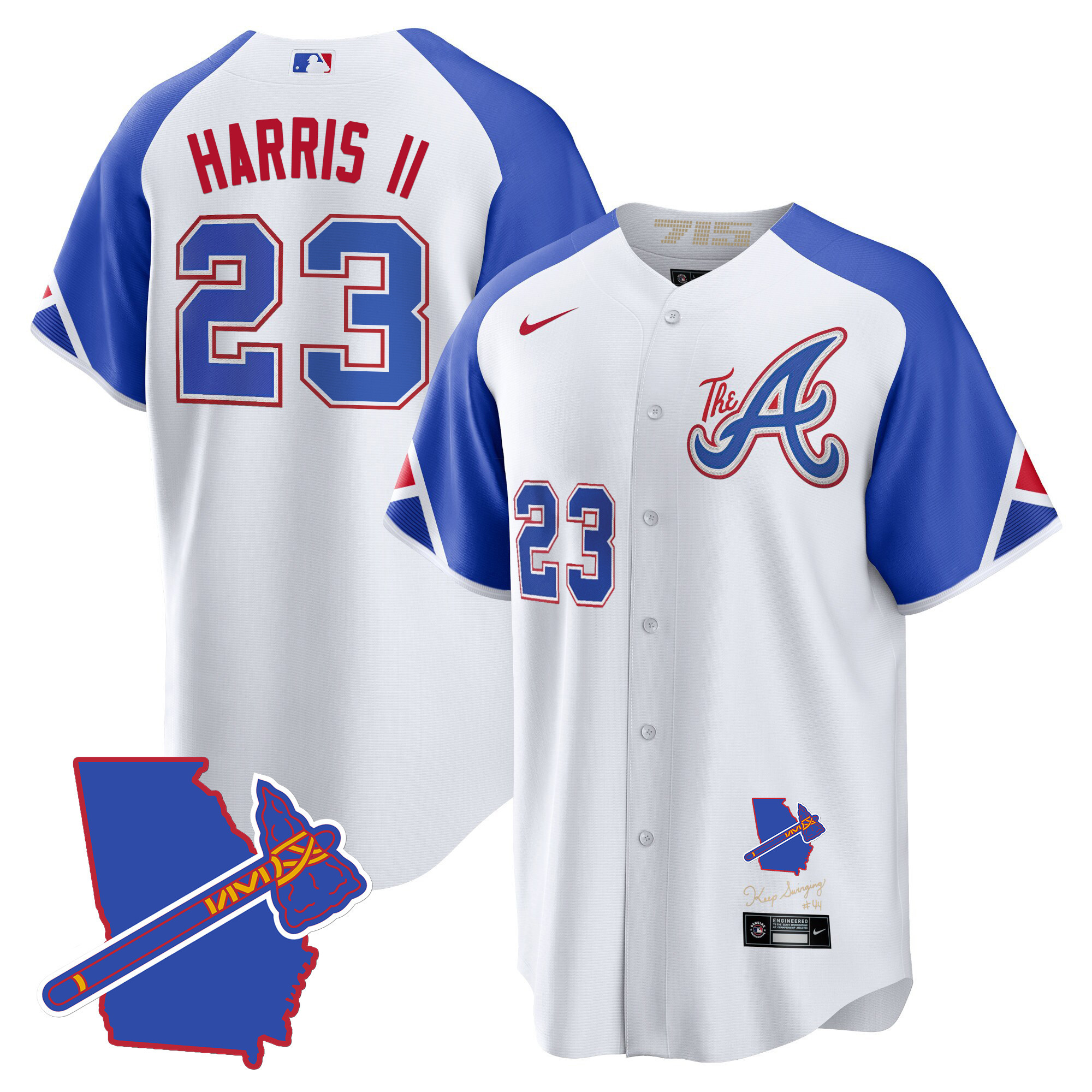 Michael Harris II Men's Atlanta Braves The A Gold Cool Base - Georgia Patch City Connect Jersey - All Stitched